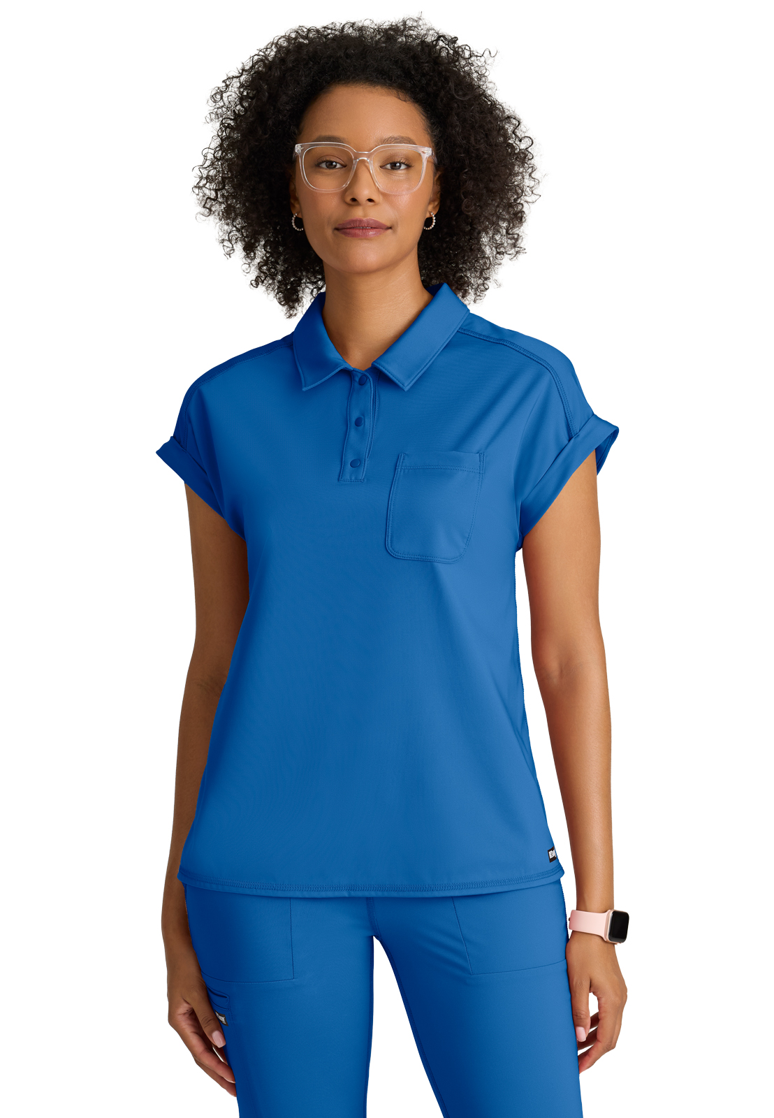 Grey's Anatomy Knit Stretch - Women's One-Pocket Snap Placket Renew Scrub Top 18
