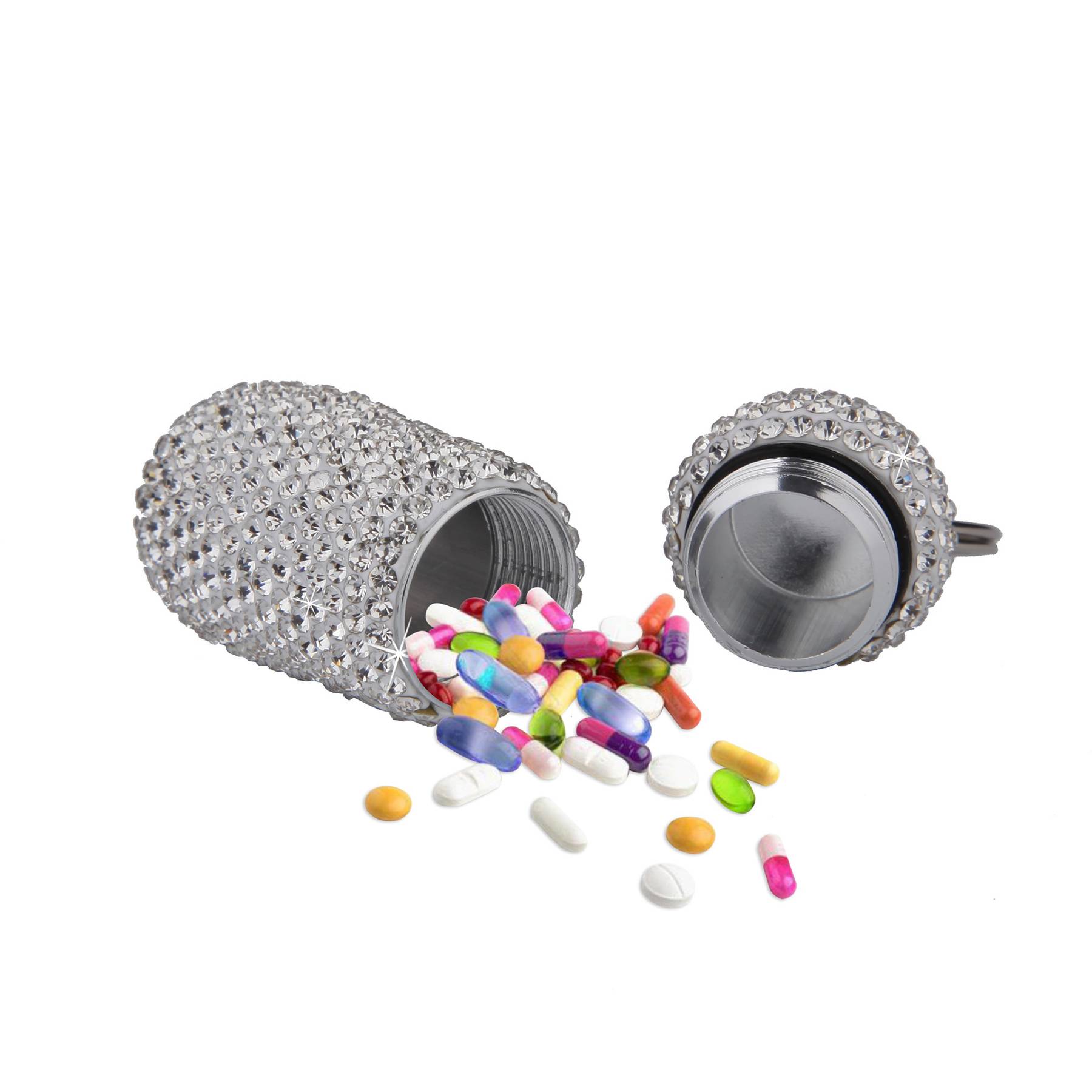 Alloy pill box with diamond set 3