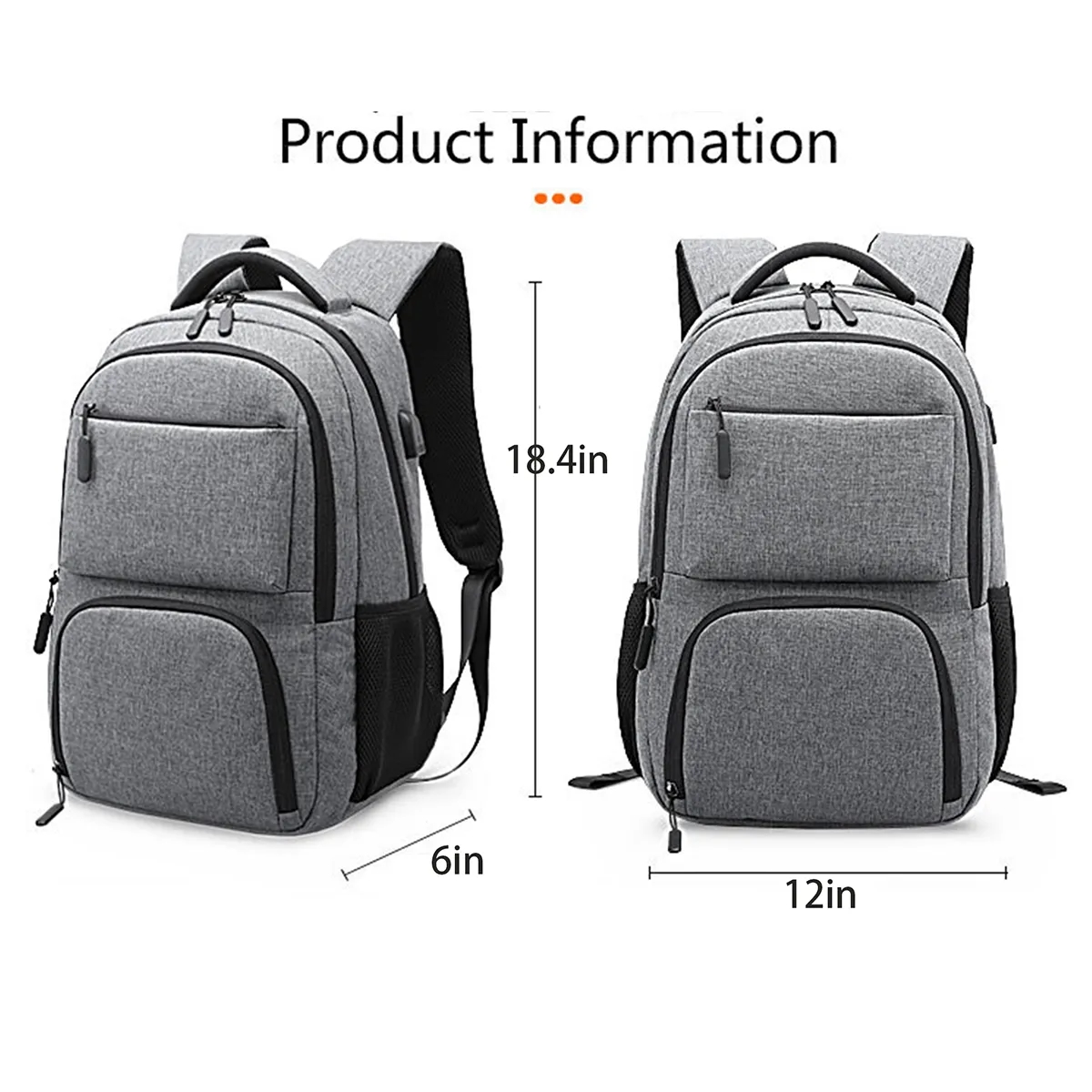 Business Anti Theft Travel Backpack With USB Charging Port 6