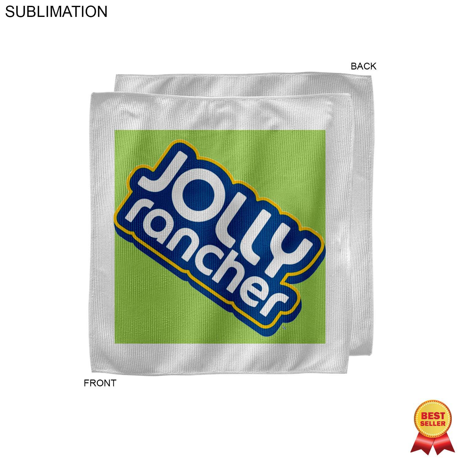 White Microfiber Dri-Lite Terry Fan, Cheering, Skate Towel, 12x12, Sublimated Full color Logos 1