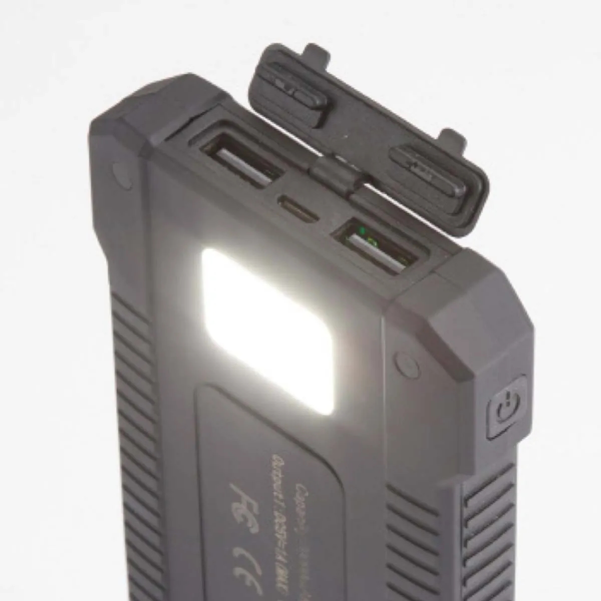 10,000-mAh Solar Power Bank W/ Flashlight compass Carabiner 13