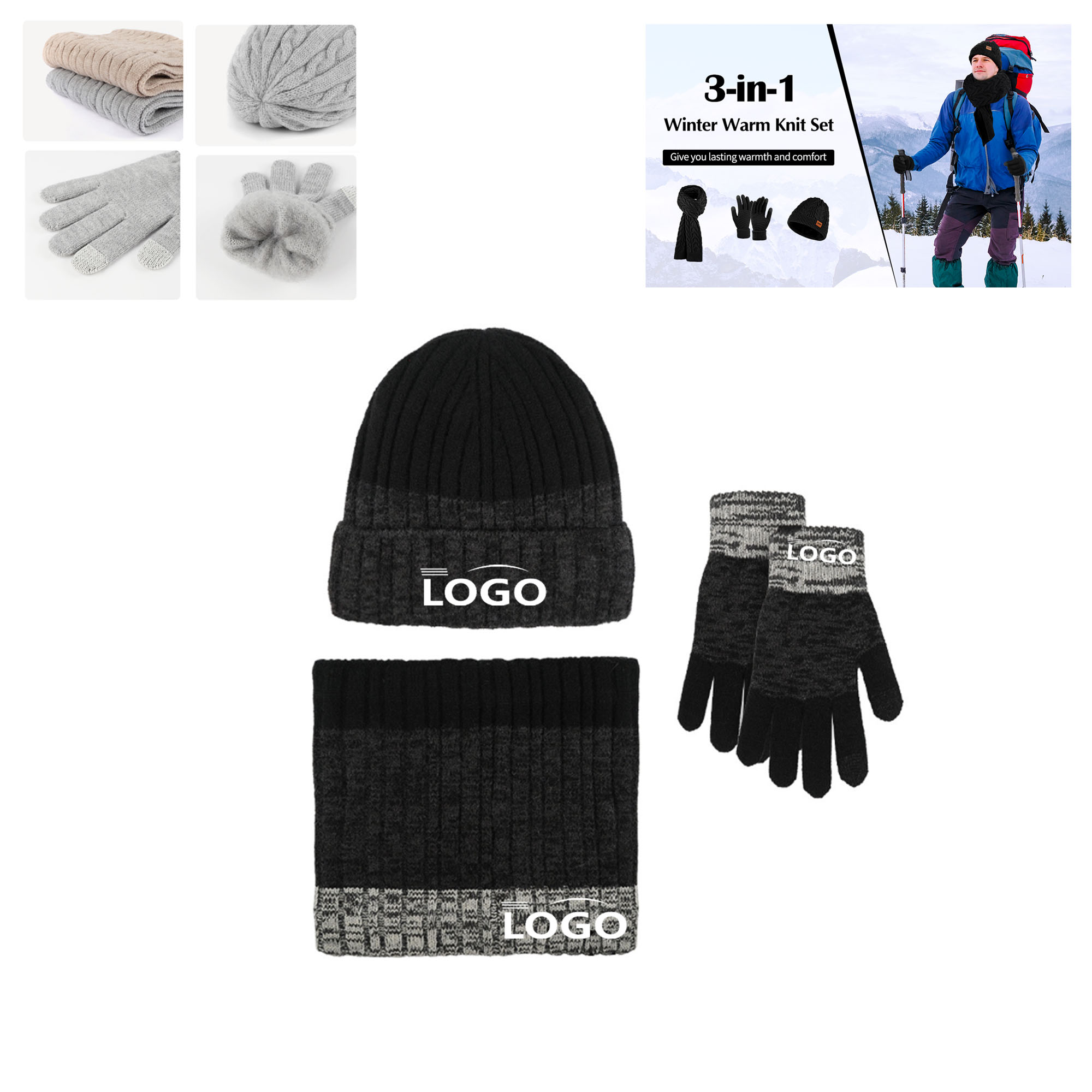 3 In 1 Winter Hat Scarf Gloves Set 2