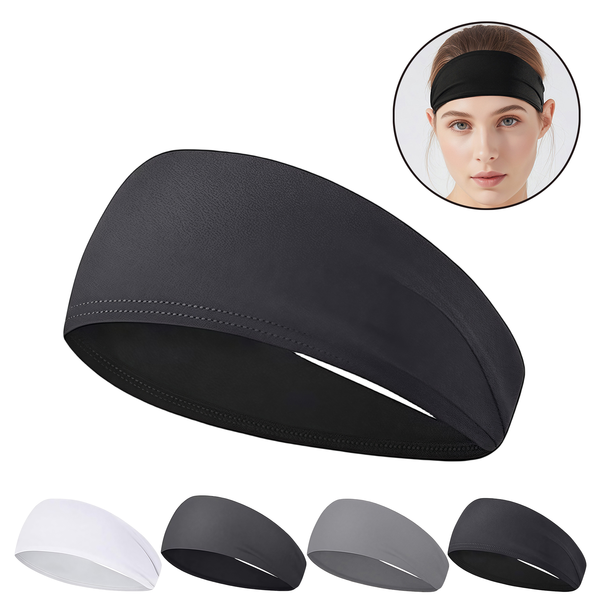 Unisex Sports Headband Yoga Sweatband for Running Fitness Breathable Moisture Wicking Head Wrap 6