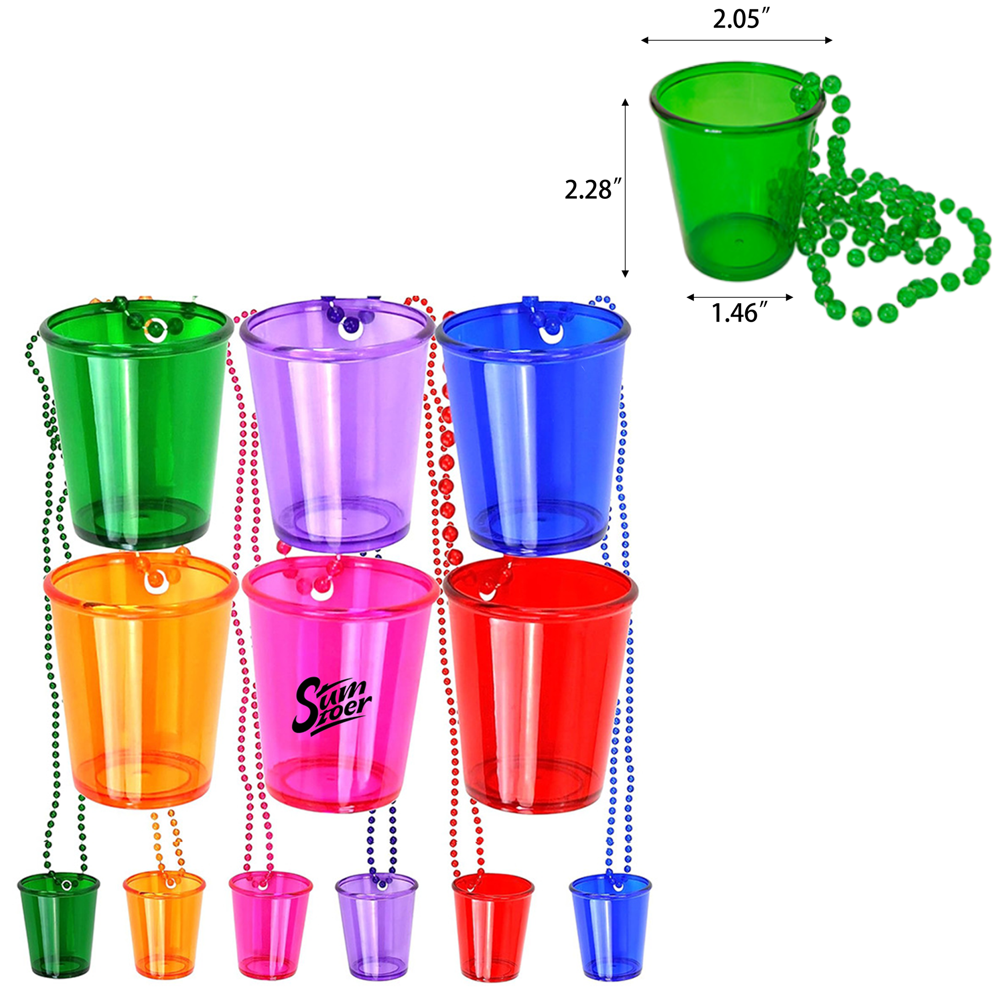 Plastic Beaded Chain Cup 2oz 2