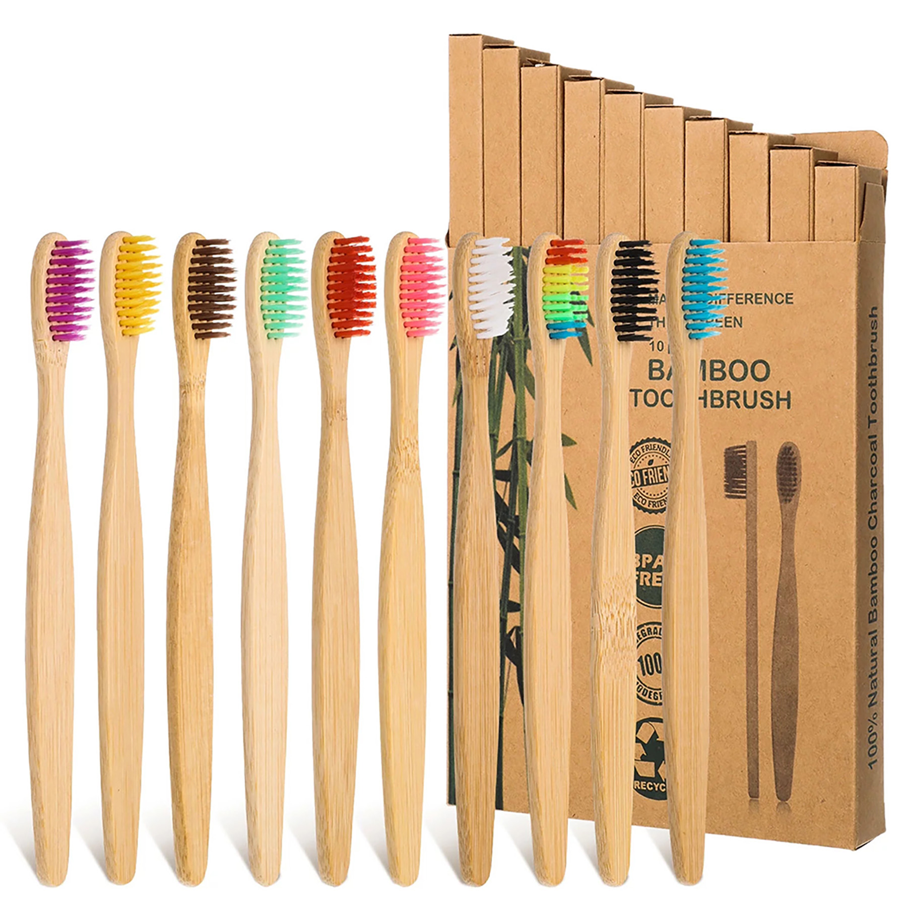 Eco Friendly Color Bristle Bamboo Tooth Brushes 4