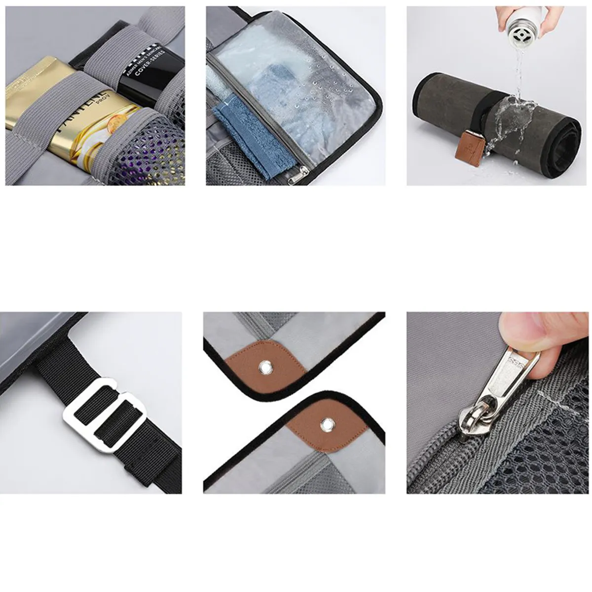 PU Leather Men's Roll Toiletry Bag All-Over Printing 7