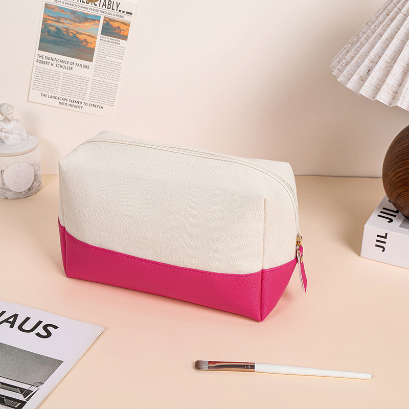 Portable Canvas PU Large Capacity Wash Toiletry Bag 2