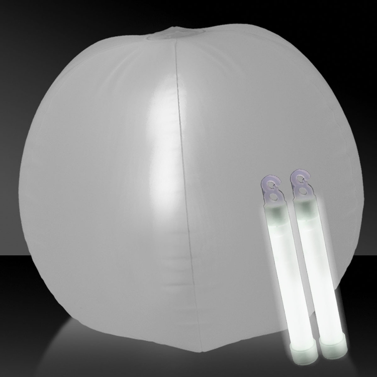 Translucent White 24" Inflatable Beach Ball with Glow Stick 7