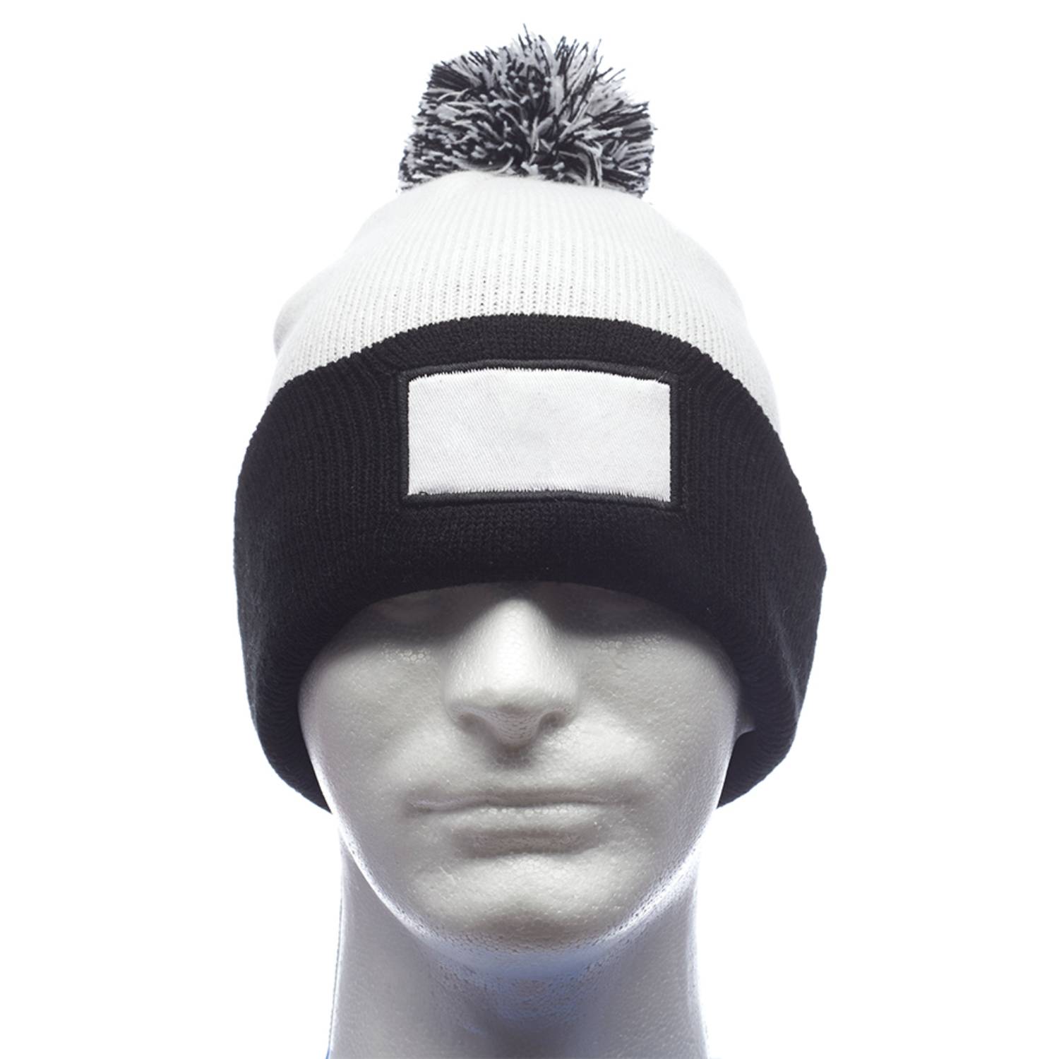 Dual Tone Patch Pompom Beanie 6