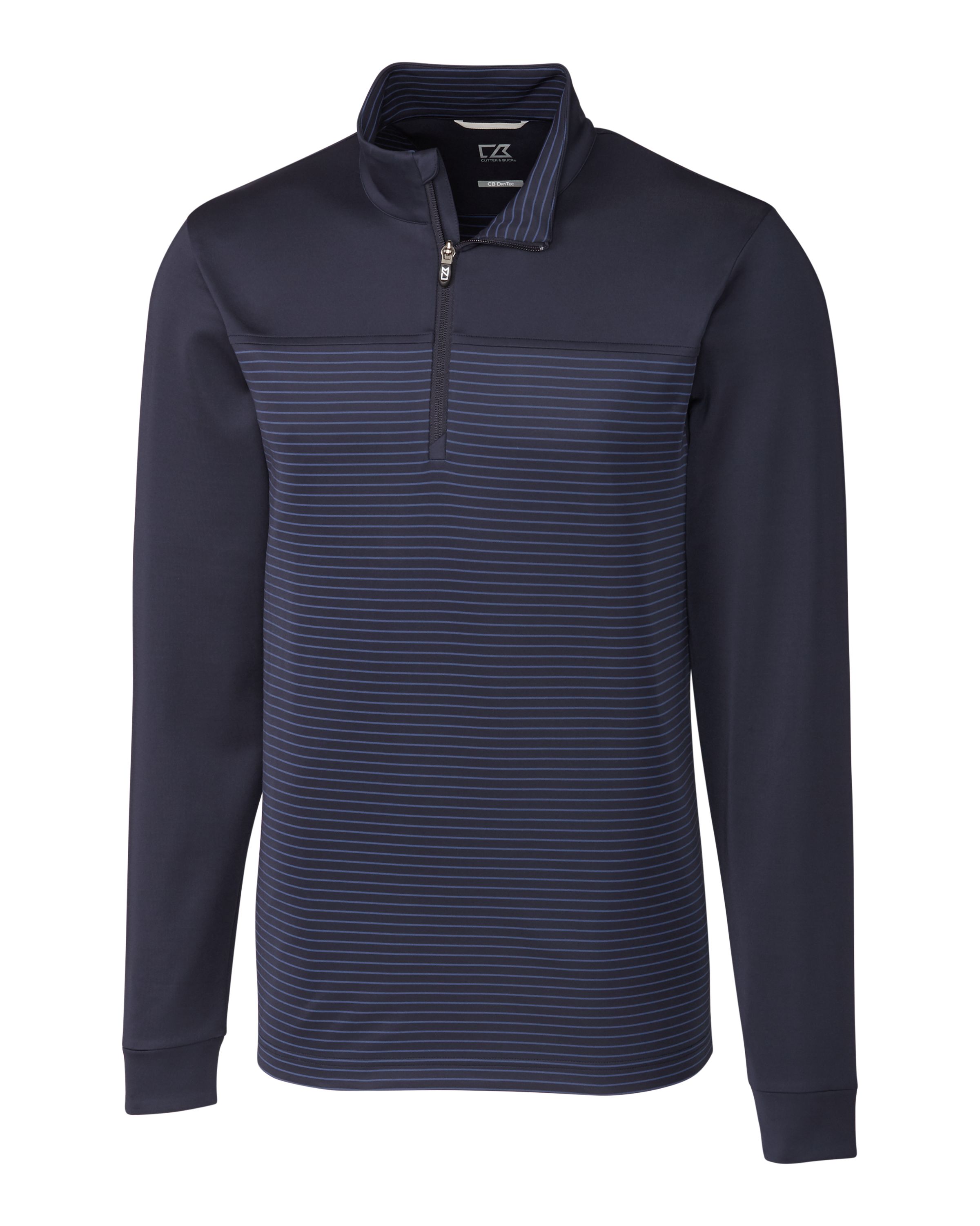 Cutter & Buck Traverse Recycled Smooth Stretch Mens Stripe Quarter Zip Pullover 34