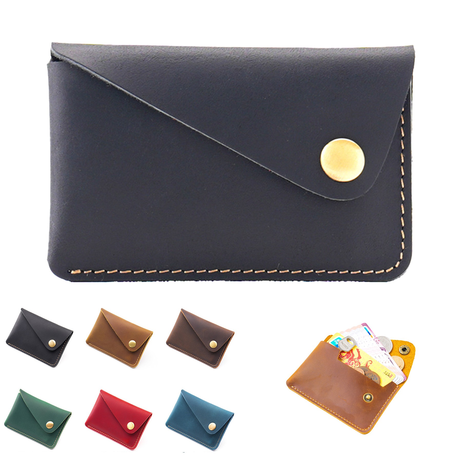 Cowhide Snap Button Coin Purse 4