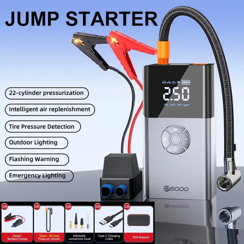 12V Car Jump Starter with Tire Inflator & Digital Display 2