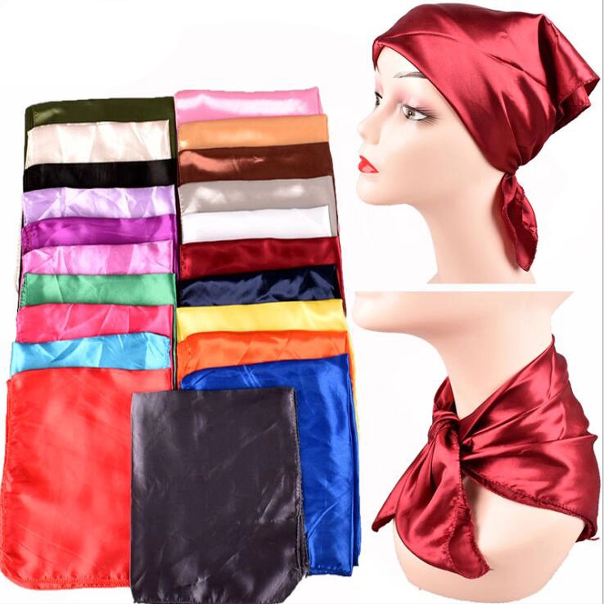Square Satin Womens Neck Head Scarves 2