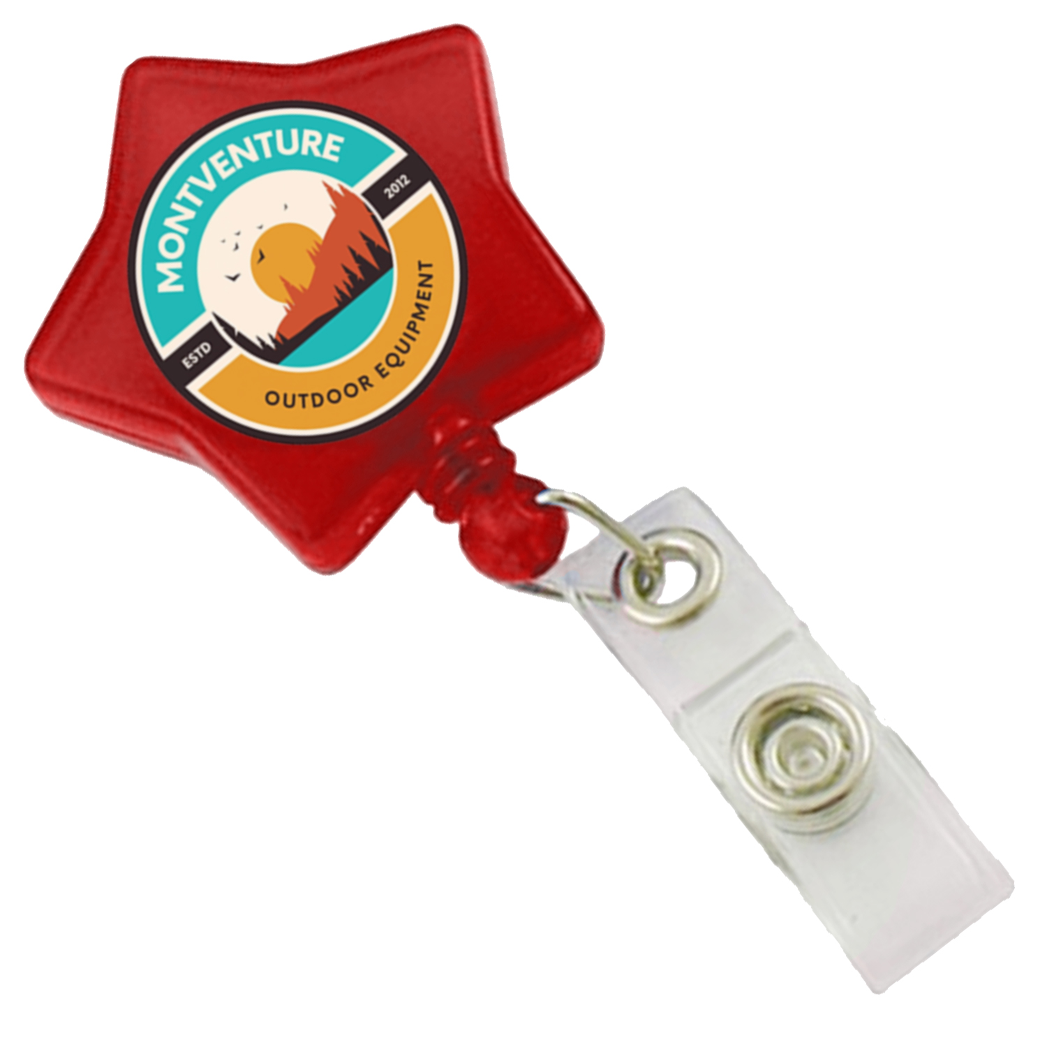 Star Shaped Retractable Badge Reel w/ Belt Clip backing 6