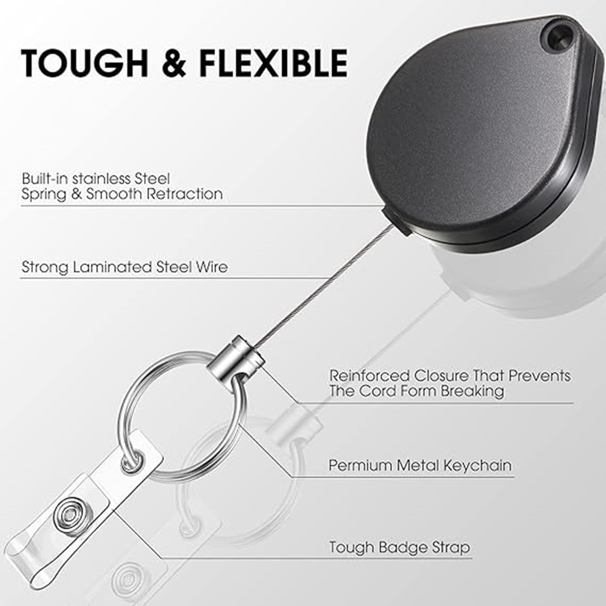 Retractable Badge Holder Reel And Keychain 3