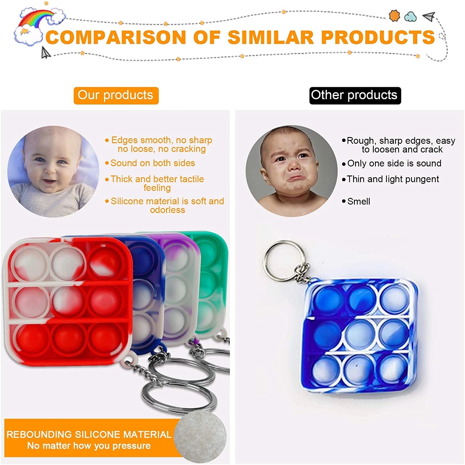 Push Bubble Sensory Fidget Toys Keychains 5