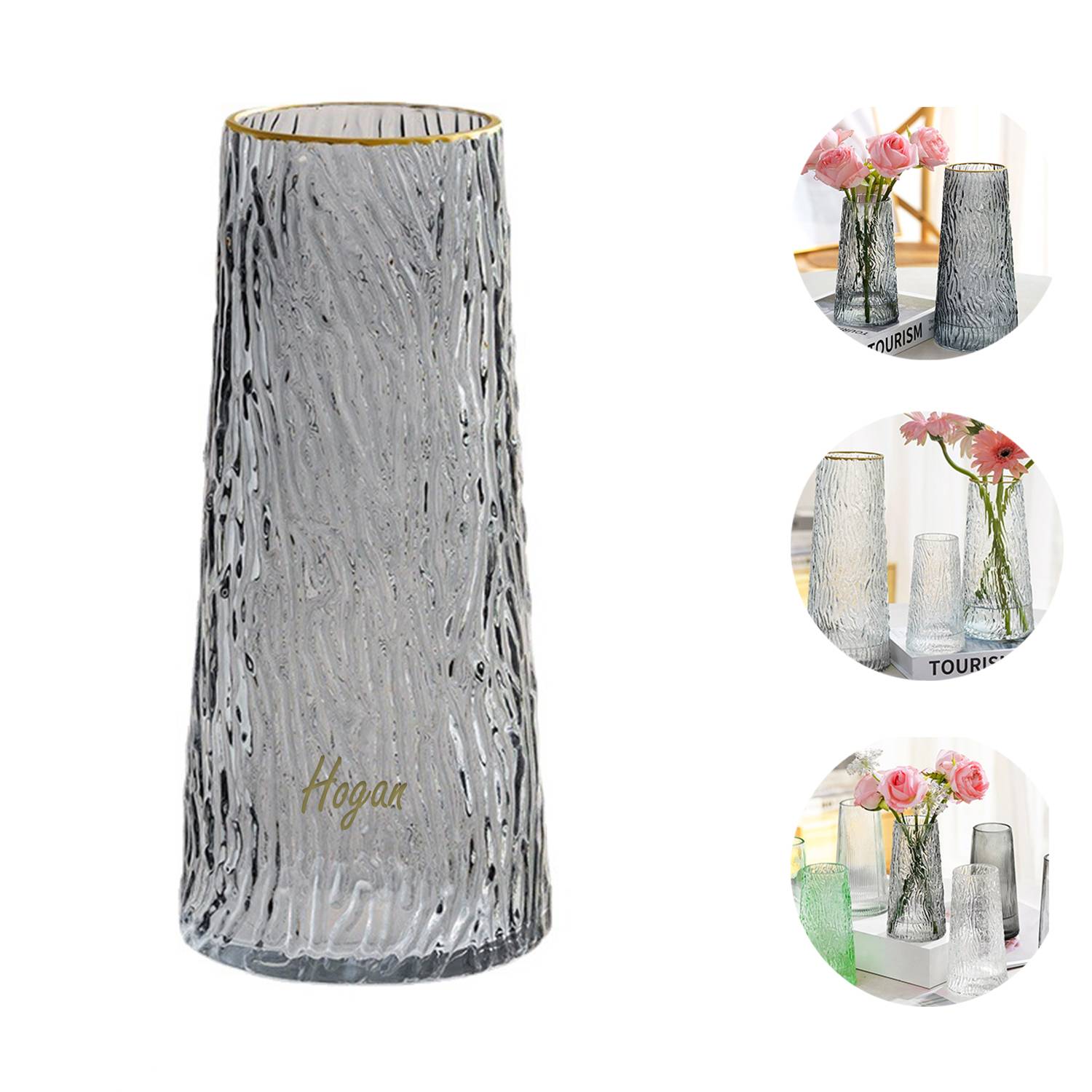 Embossed Glass Vase 8