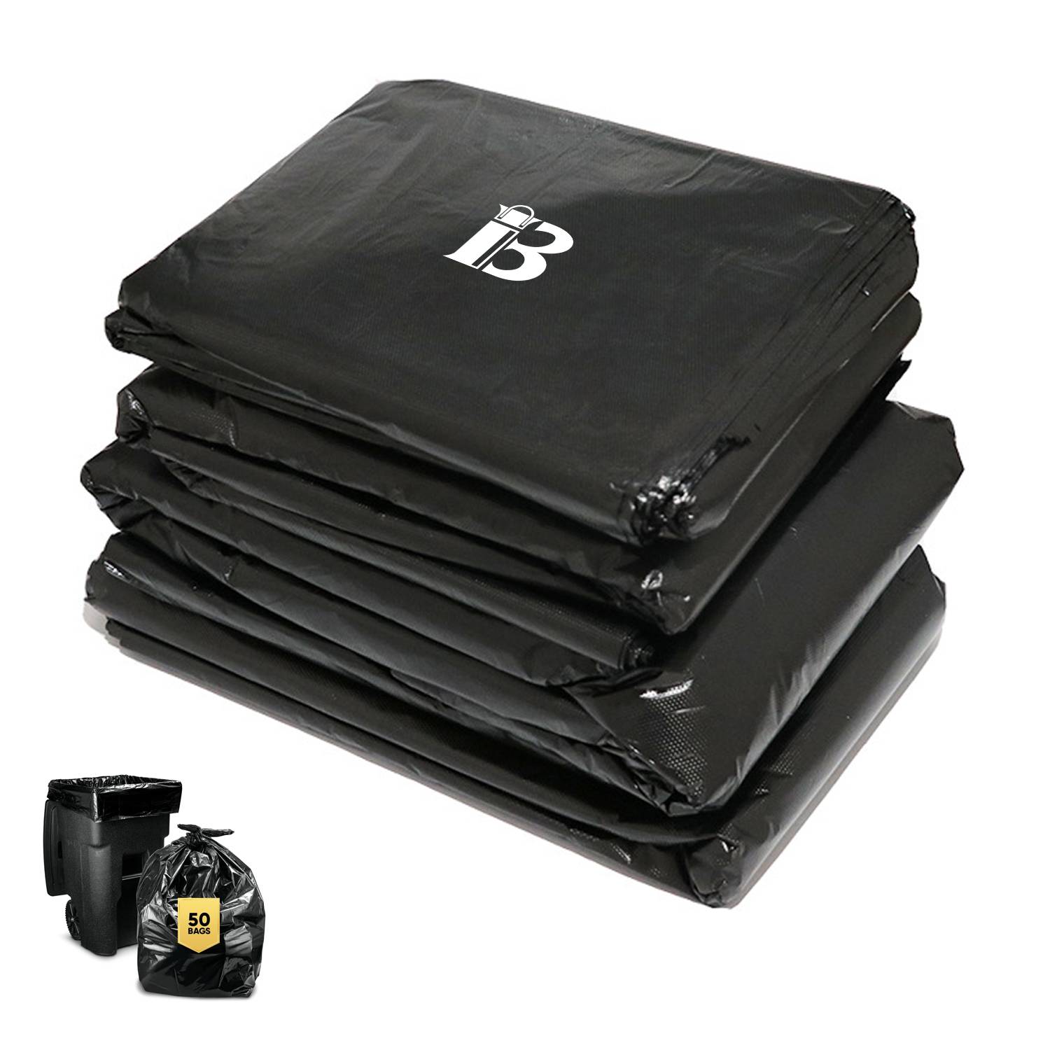 Outdoor Black Heavy Duty Large Trash Bags 50 Pack 1