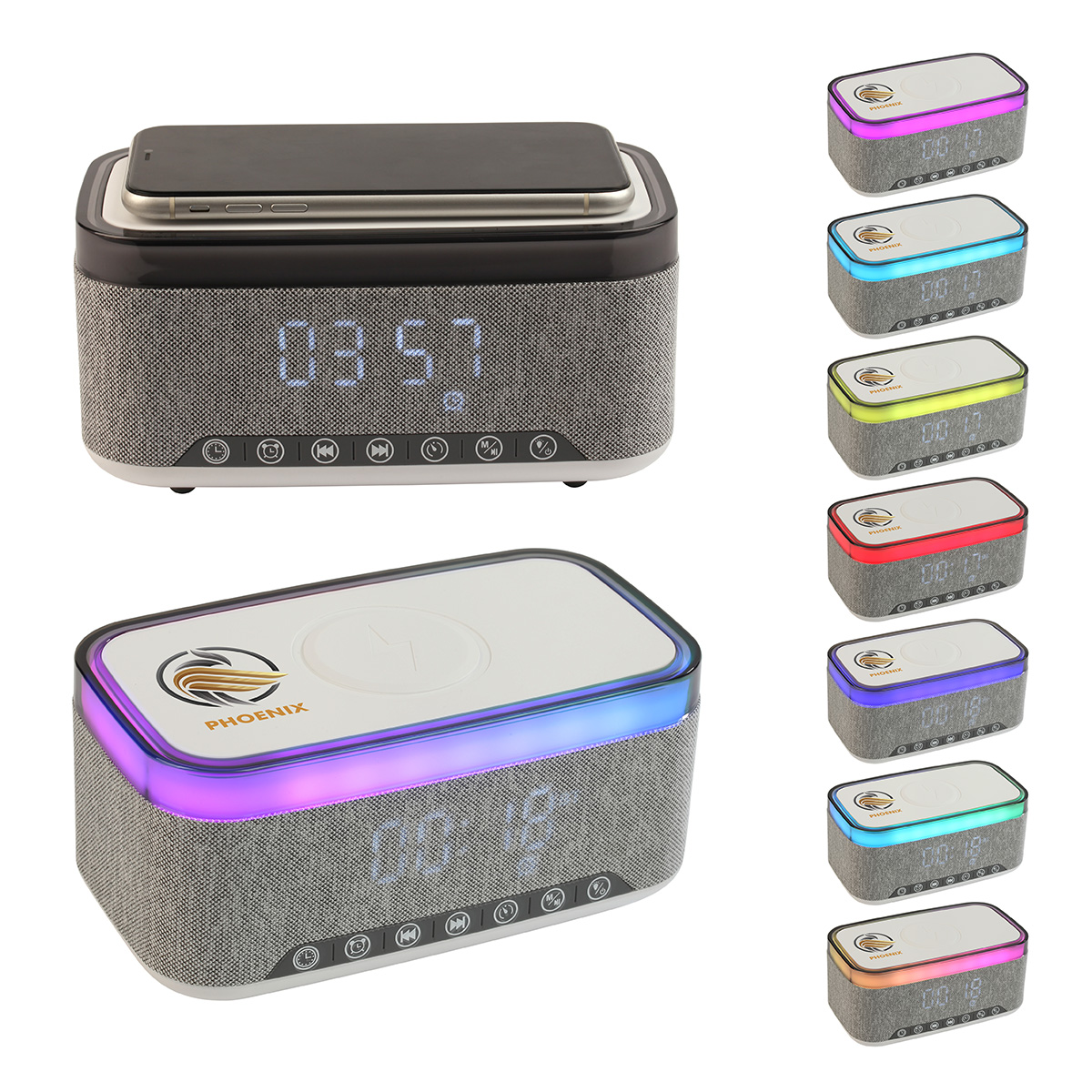 Sunset 20W Stereo Speaker with White Noise, Clock, Radio, and 15W Wireless Charger 5