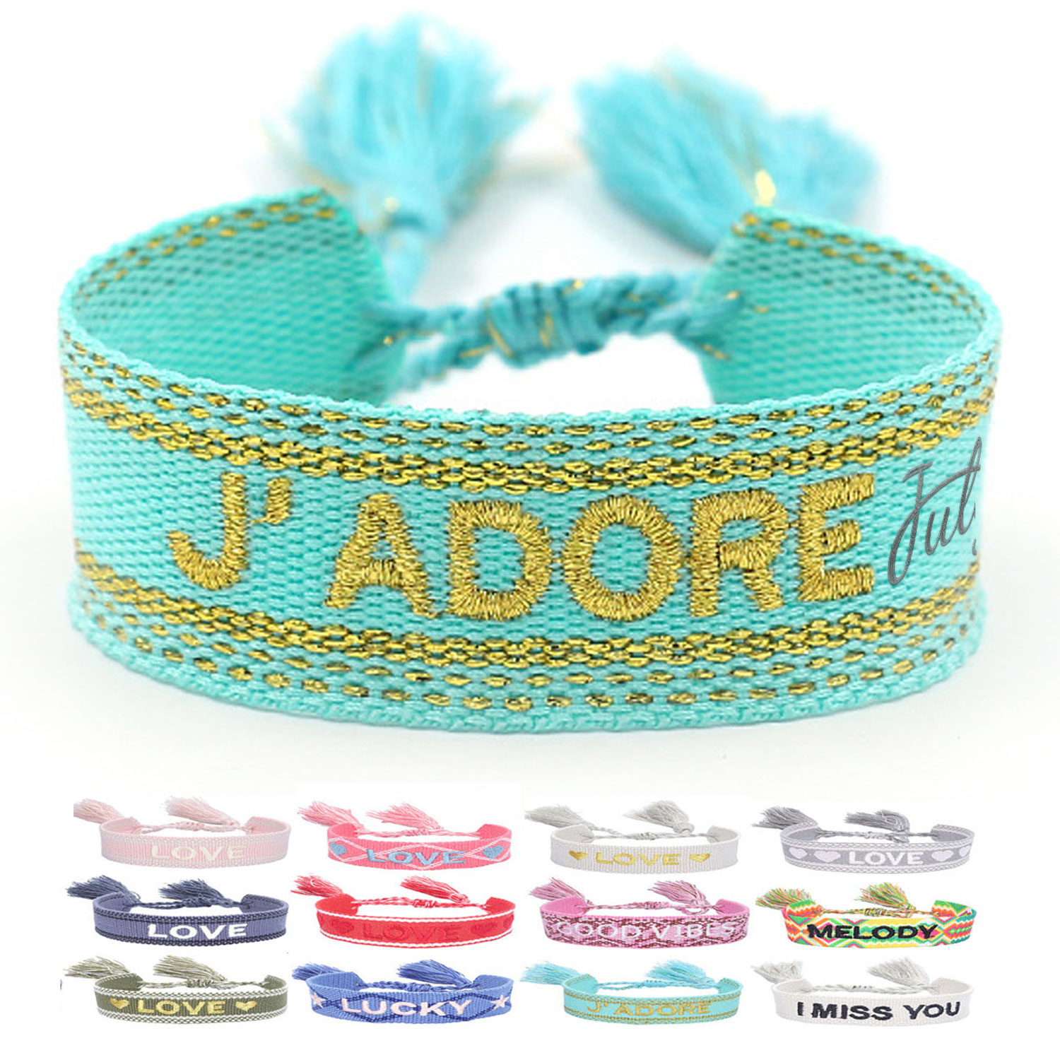Handmade Embroidered Tassel Adjustable Bracelet 24