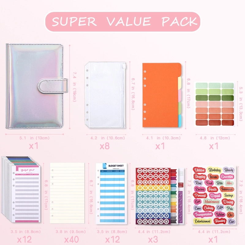 PU Leather A6 Budget Planner Binder Notebook 10