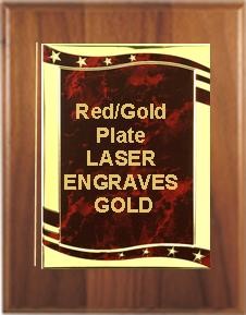 8" x 10" Cherry Finish Plaque with a Red/Gold Aluminum High Relief Plate 1