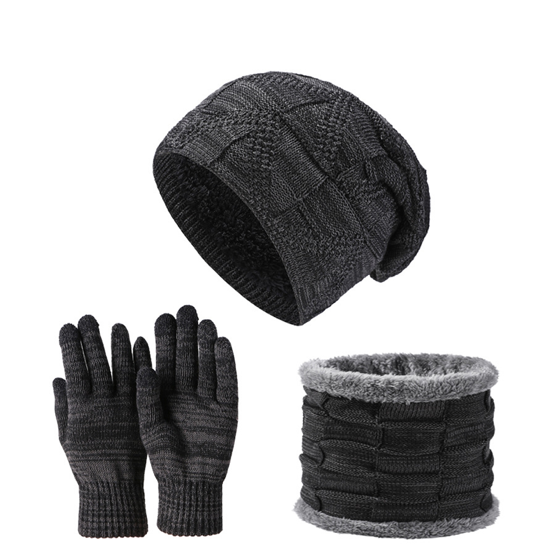Winter Beanie Hat Scarf and Touch Screen Gloves Set 9