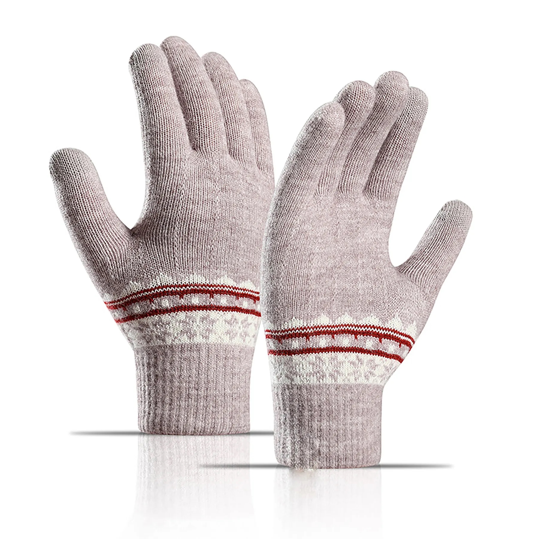 Acrylic Women's Thick Knitted Touch Screen Gloves 4