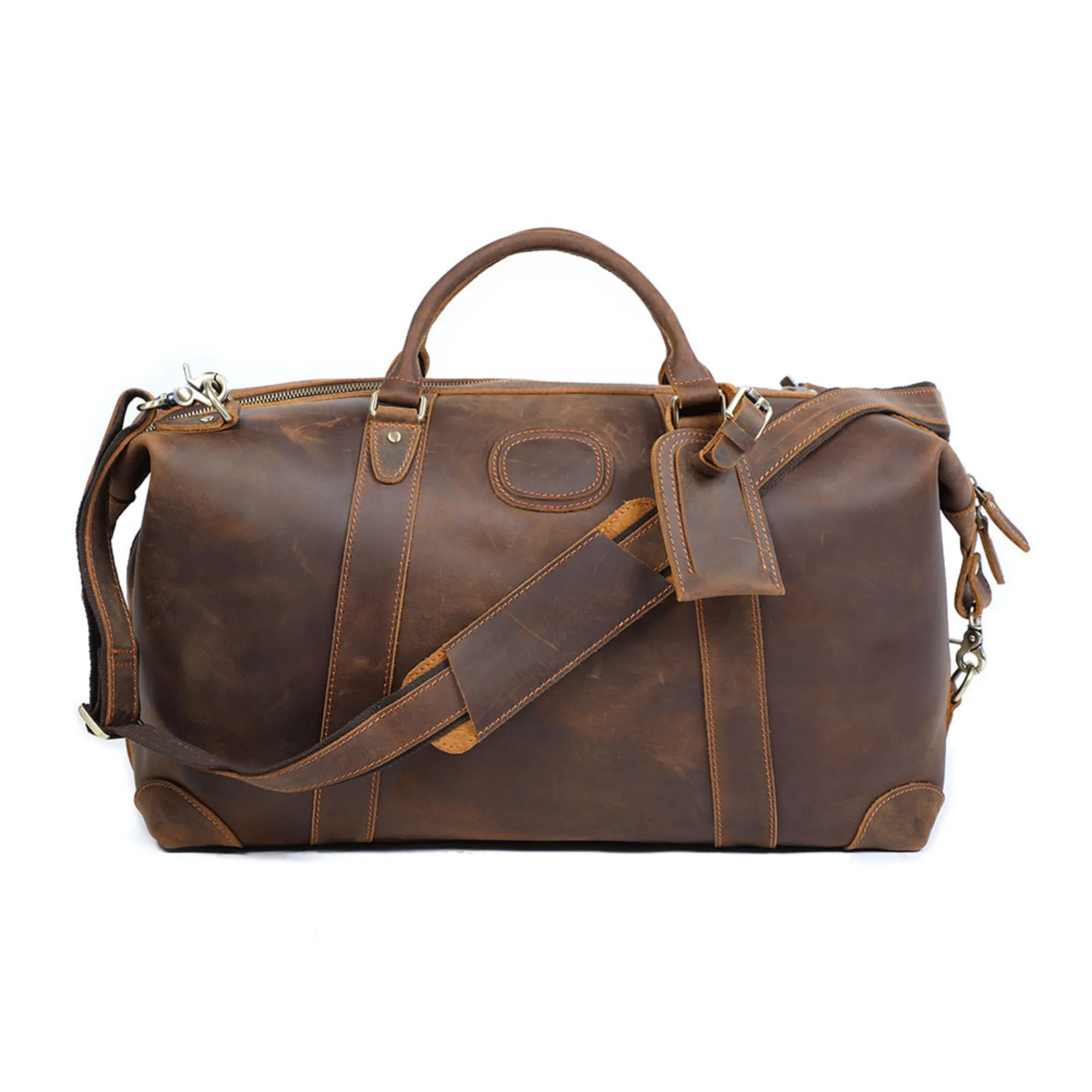 Vintage Top-Grain Crazy Horse Leather Travel Bag & Luggage 4