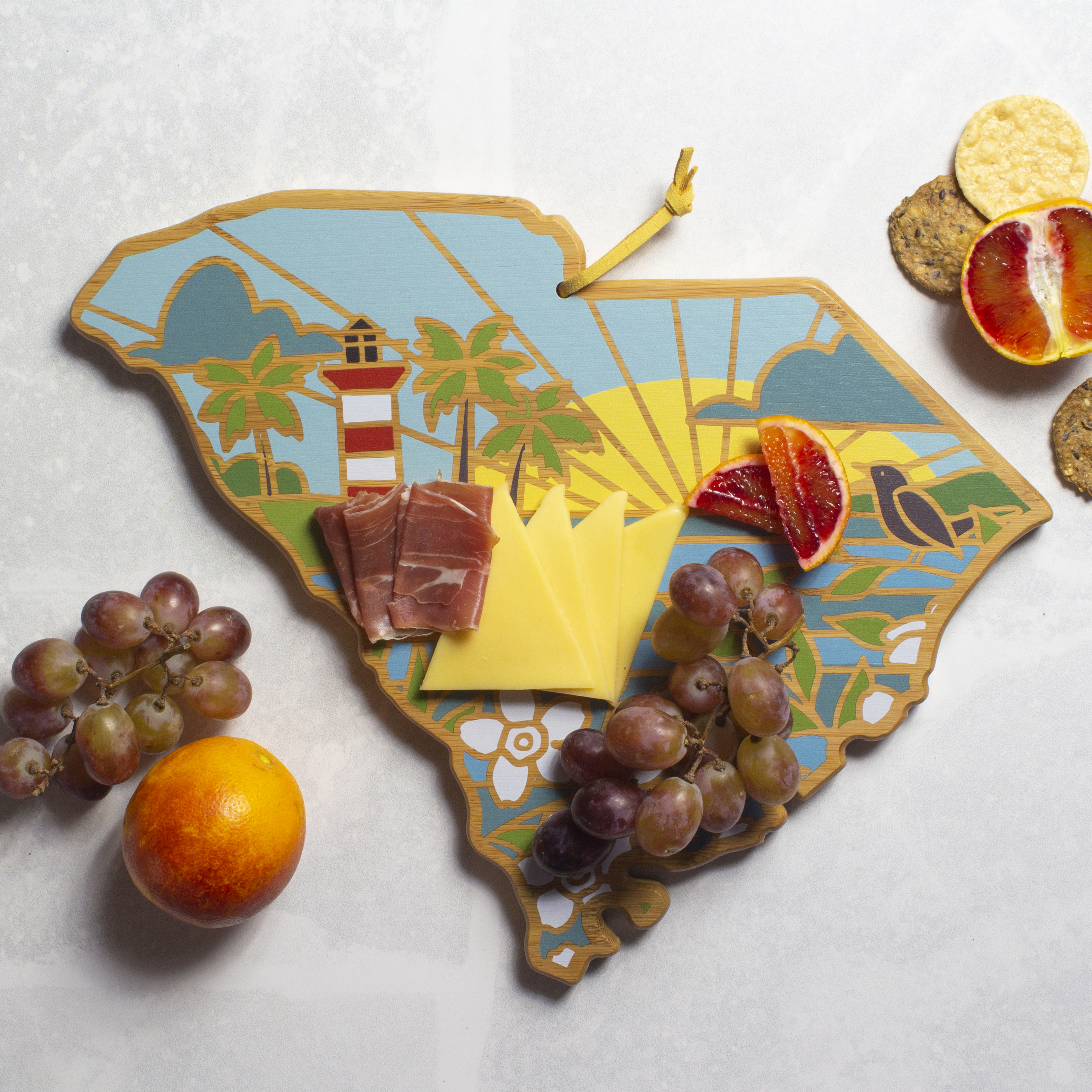 South Carolina State Shaped Serving and Cutting Board with Artwork by Summer Stokes 8