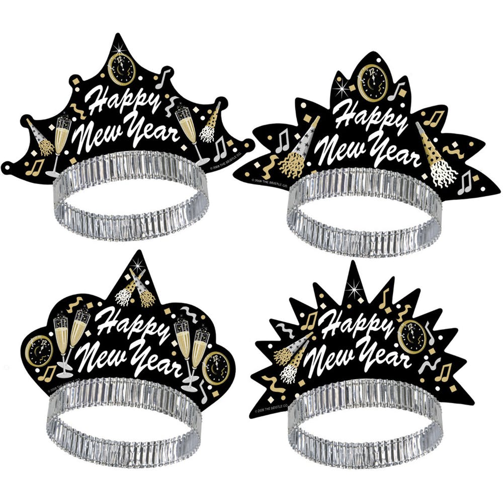 Happy New Year Tiaras - White Black Gold 2