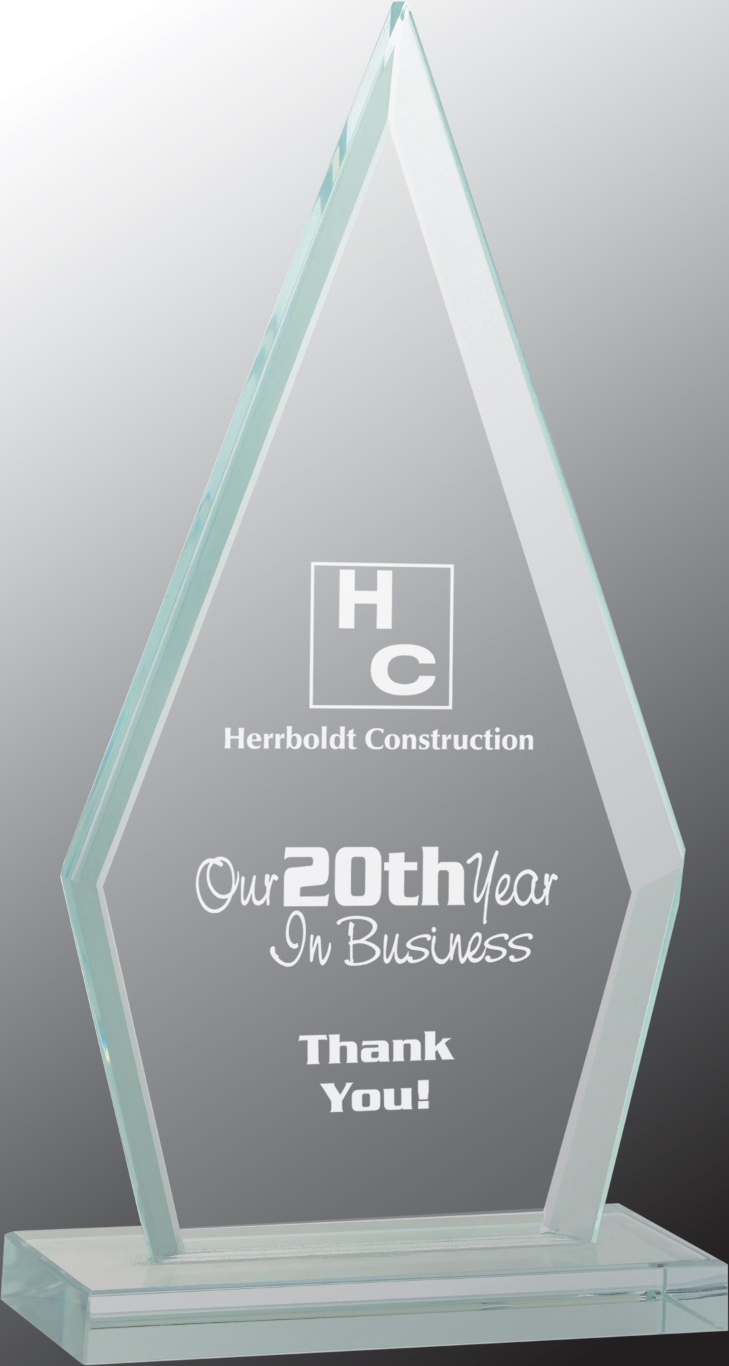 7 1/2" Triangle Jade Glass Award