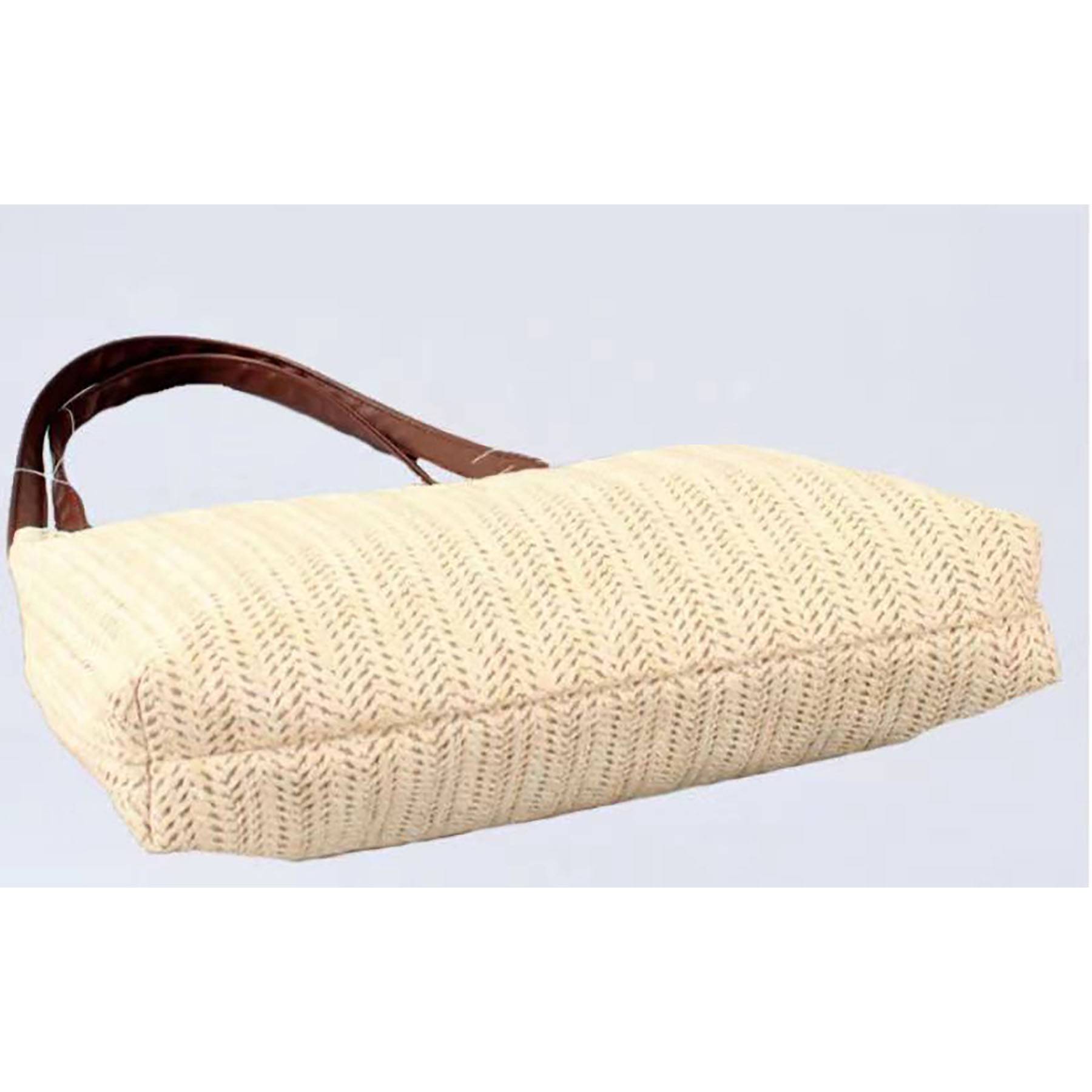 Straw Woven Beach Tote Bag, custom tote bag with logo imprint 3