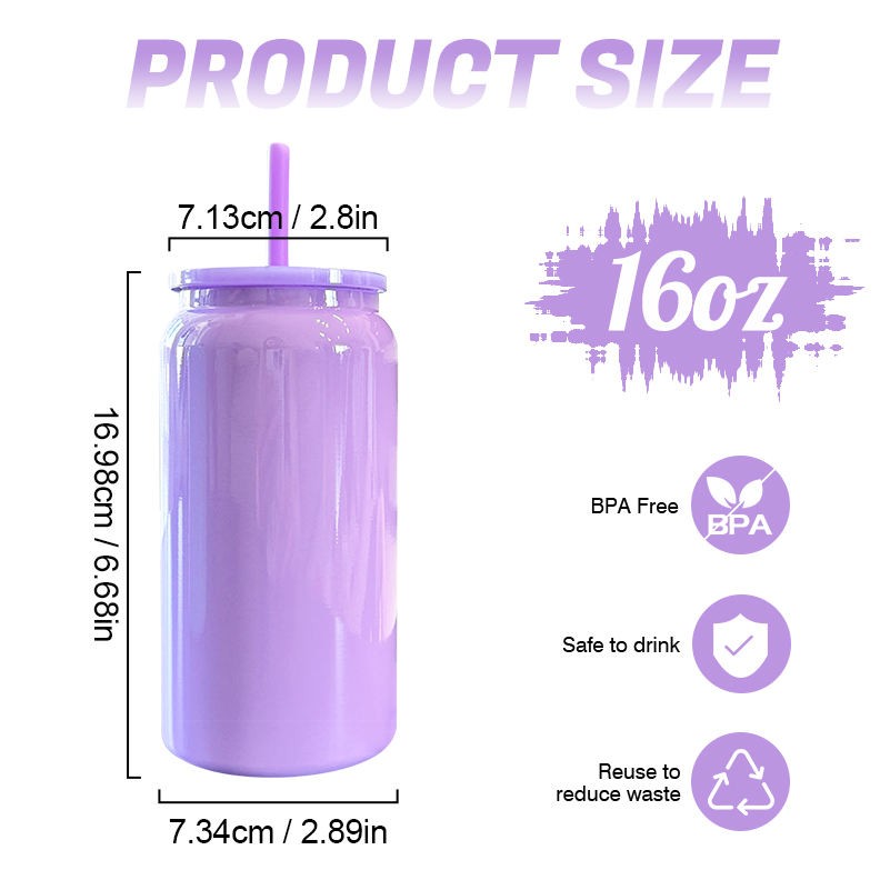16oz Glossy Stainless Steel SS304 Cup Sublimation Color Mug Mason Can 2