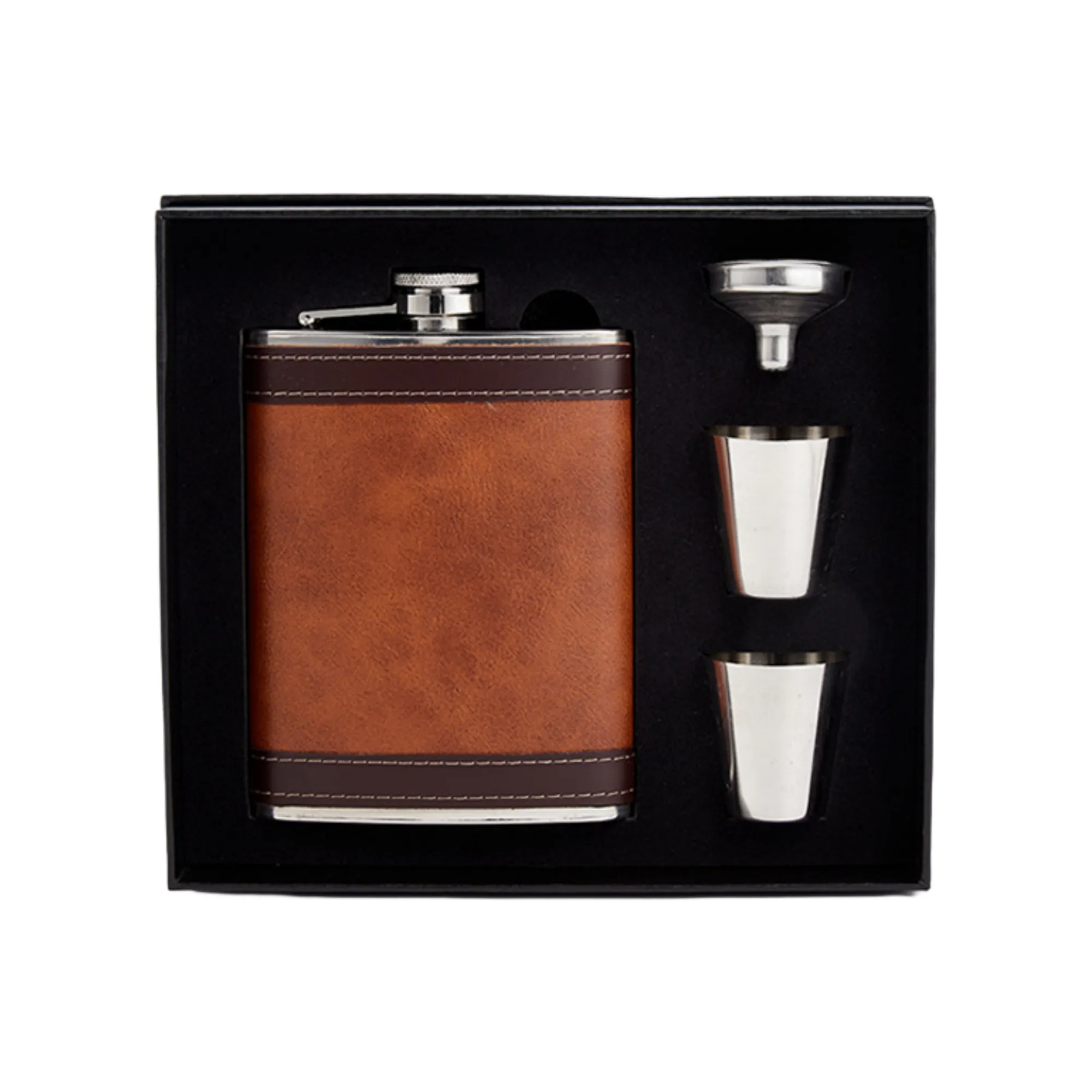 8oz Portable Stainless Steel Hip Flask Set Gift, custom water bottle with logo imprint 6