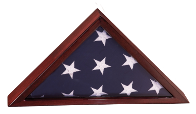 16 1/4" x 8 1/4" Rosewood Piano Finish Flag Display Case 2