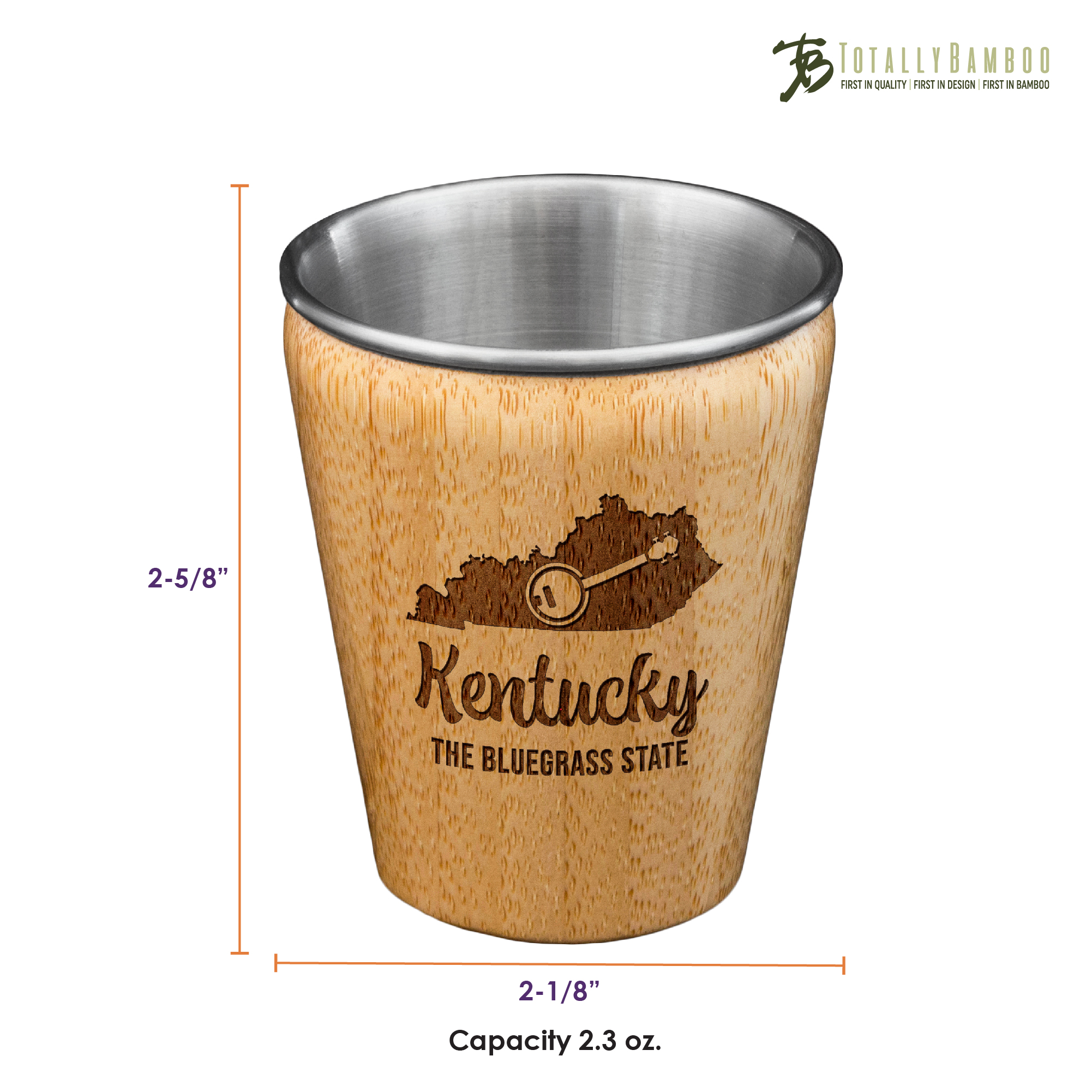 Kentucky State Bamboo and Stainless Steel Shot Glass 3