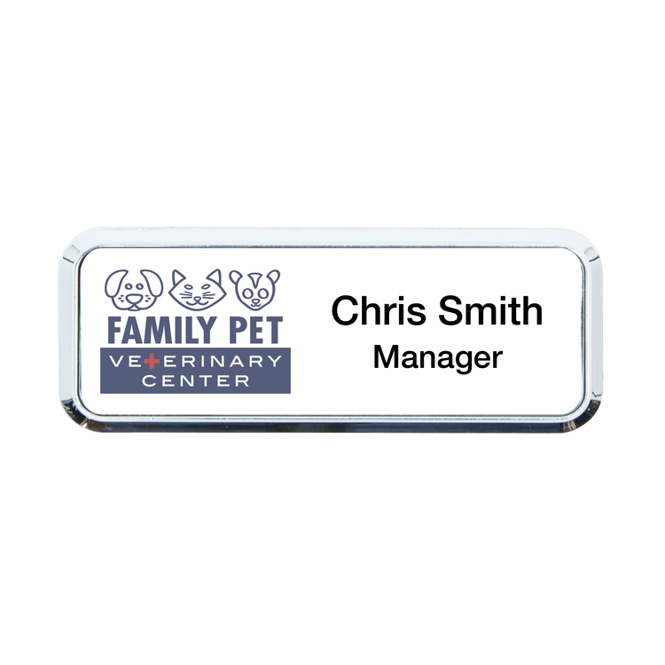 Plastic Framed Badges Rounded Corners (1"X3") (Screened & Engraved)