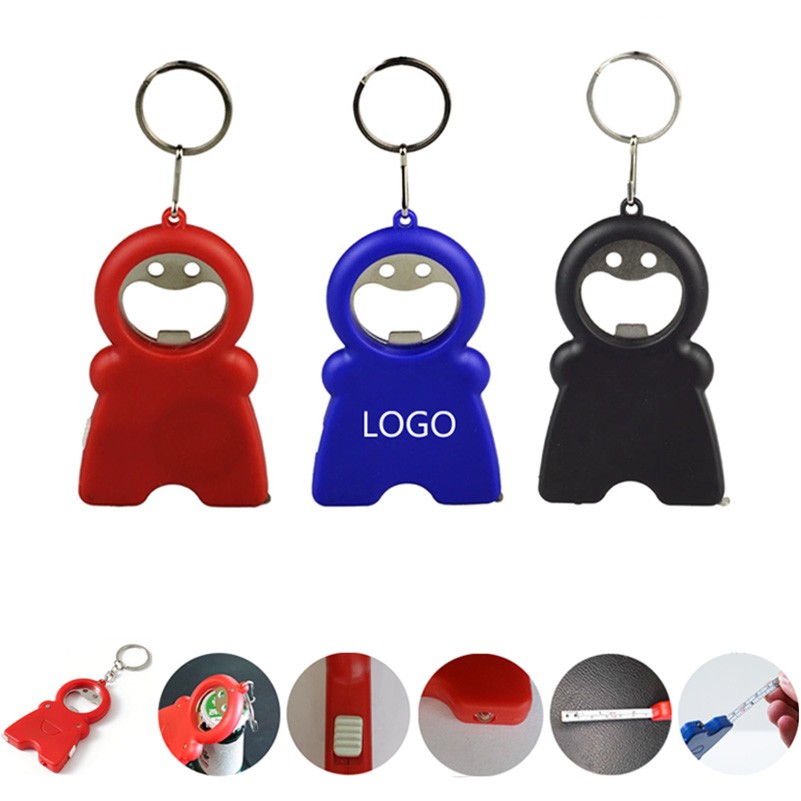 Creative Bottle Opener Tape Measure Keychain with Light 2
