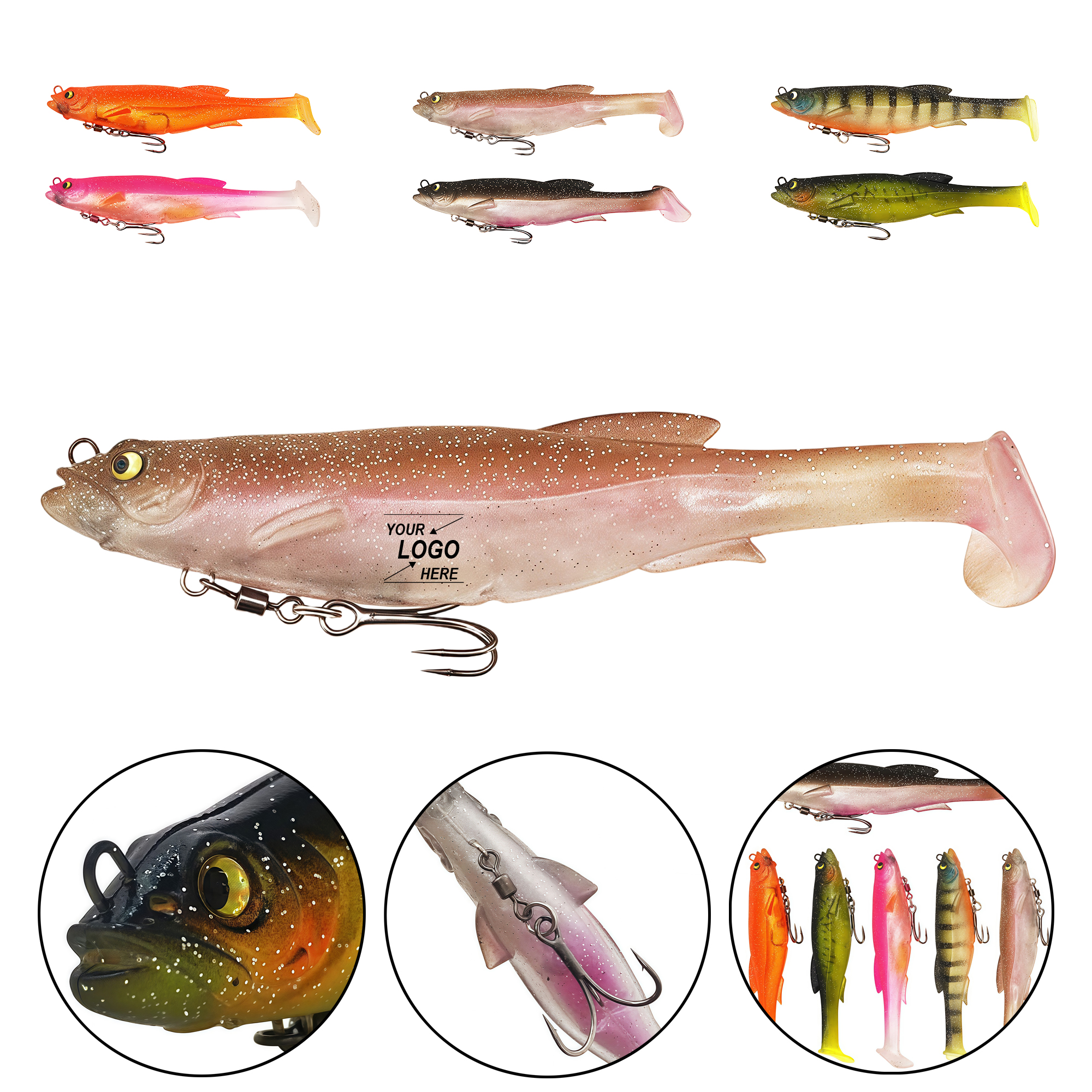 21g Lead-Free T-Tail Swivel Soft Bait Fishing Lure with Treble Hook for Saltwater 2