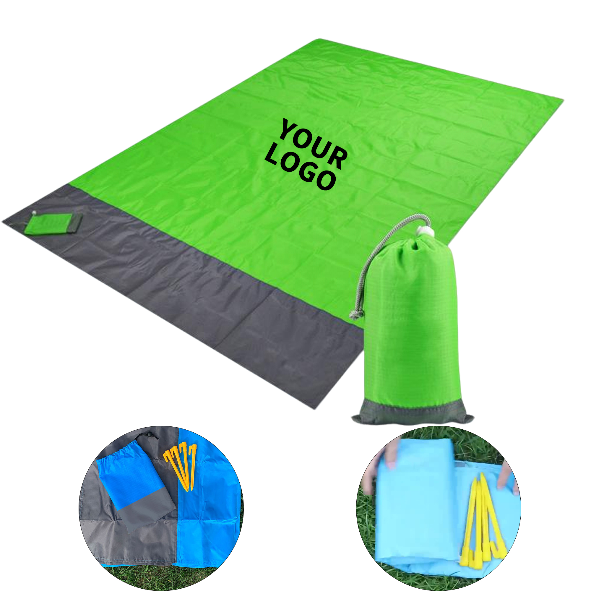 Sandproof Beach Blanket 79" x 57" With Stakes And Bag 4
