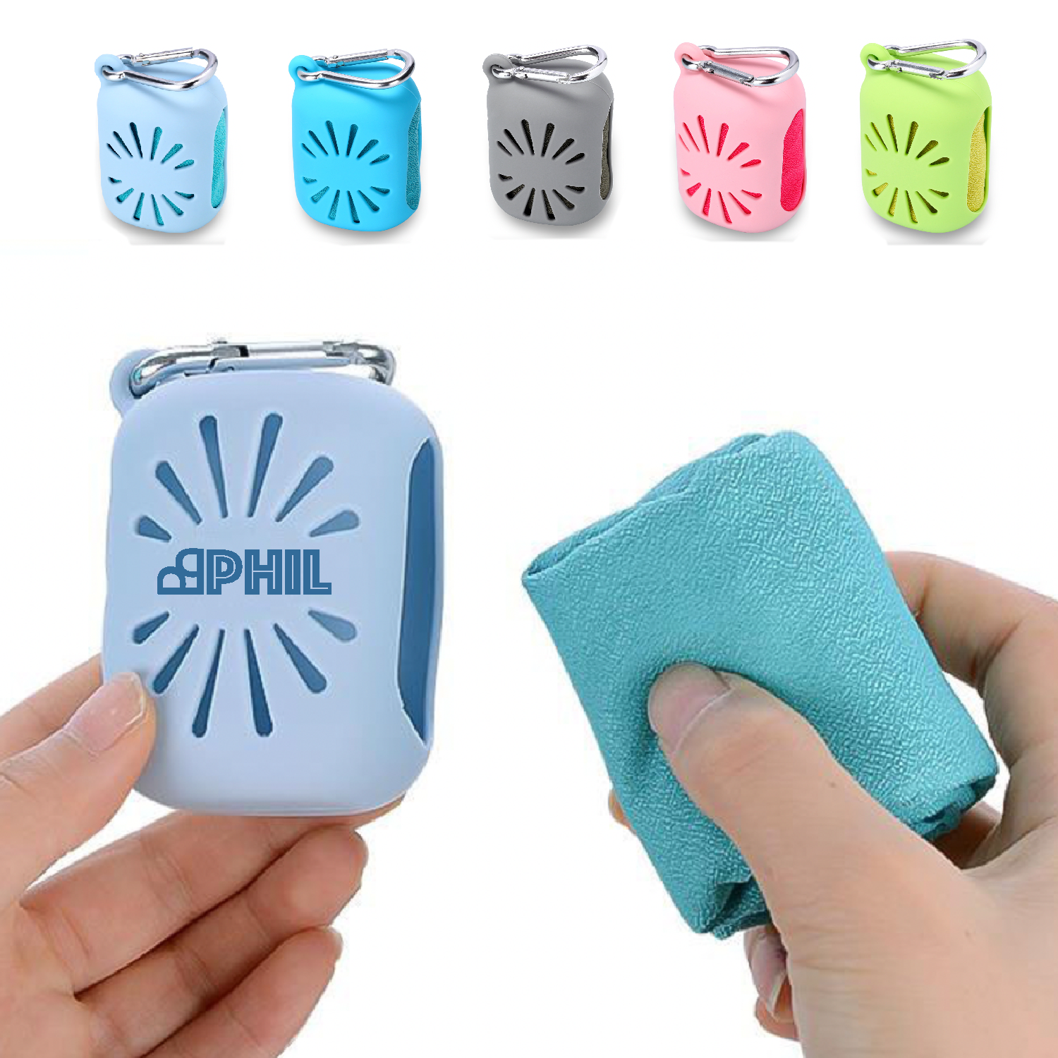 Microfiber Sports Cooling Towel w/ Silicone Case 2