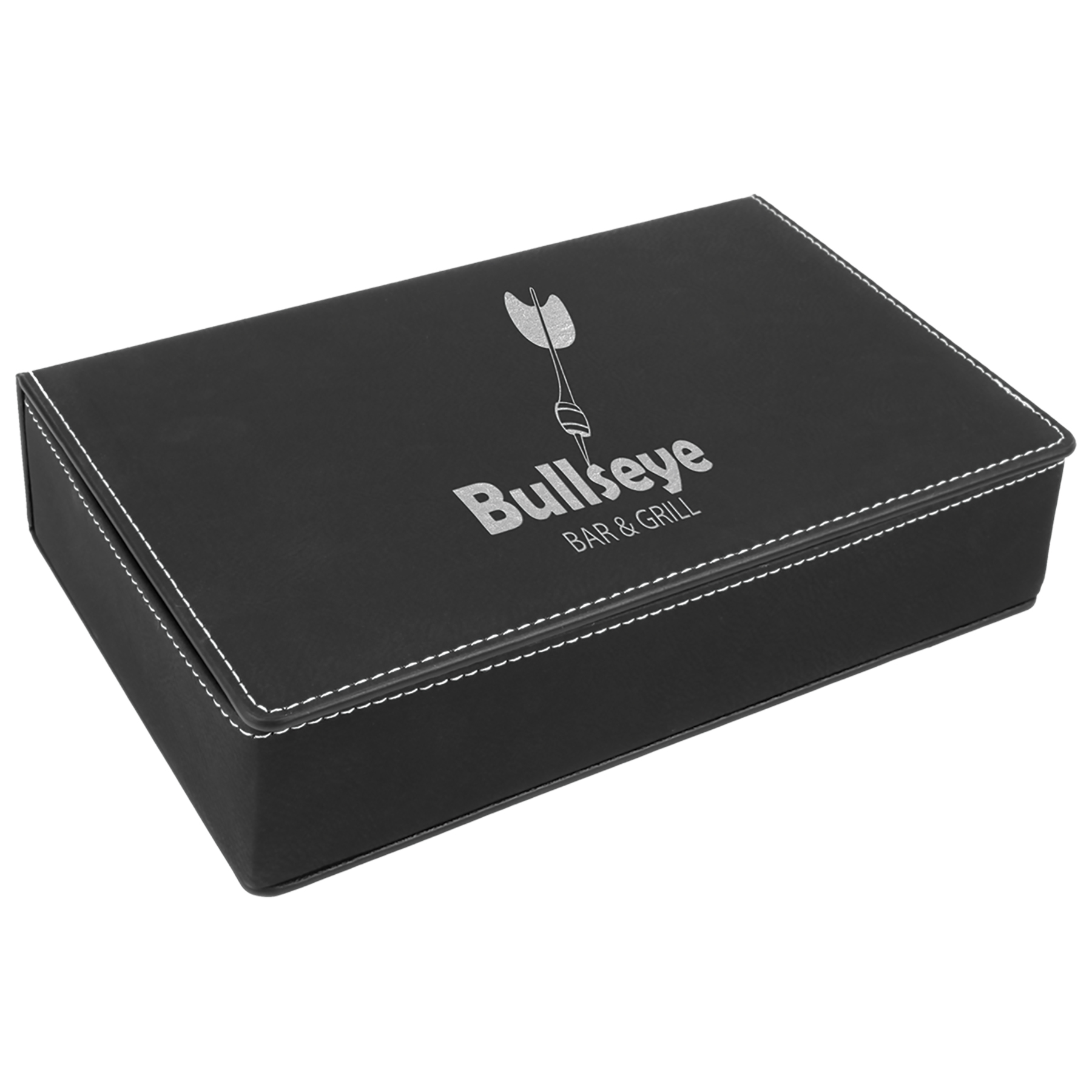 Stainless Steel Black/Silver Leatherette Flask Gift Set 4