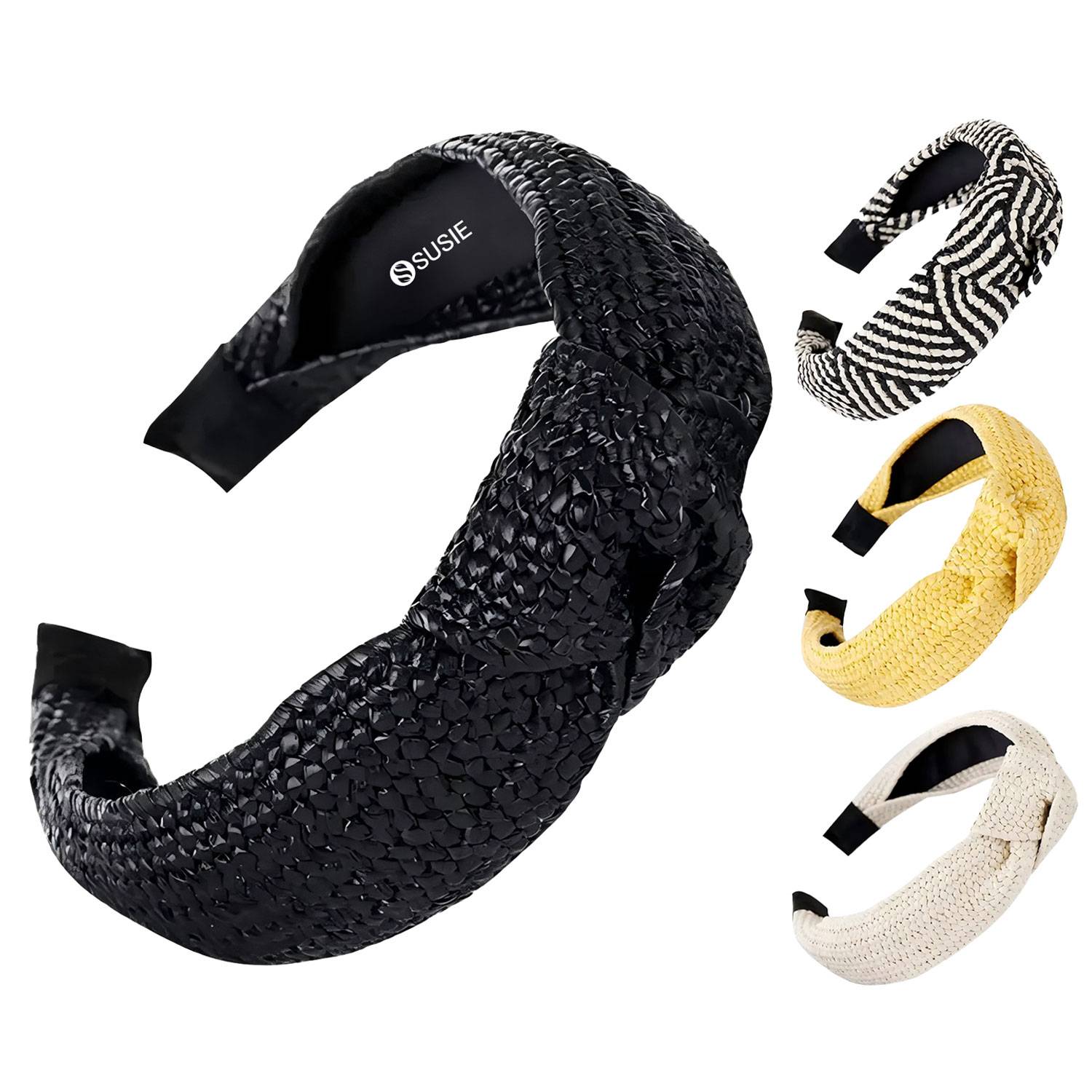 Wide Brim Straw Headband for Women – Elegant Knot Design 11