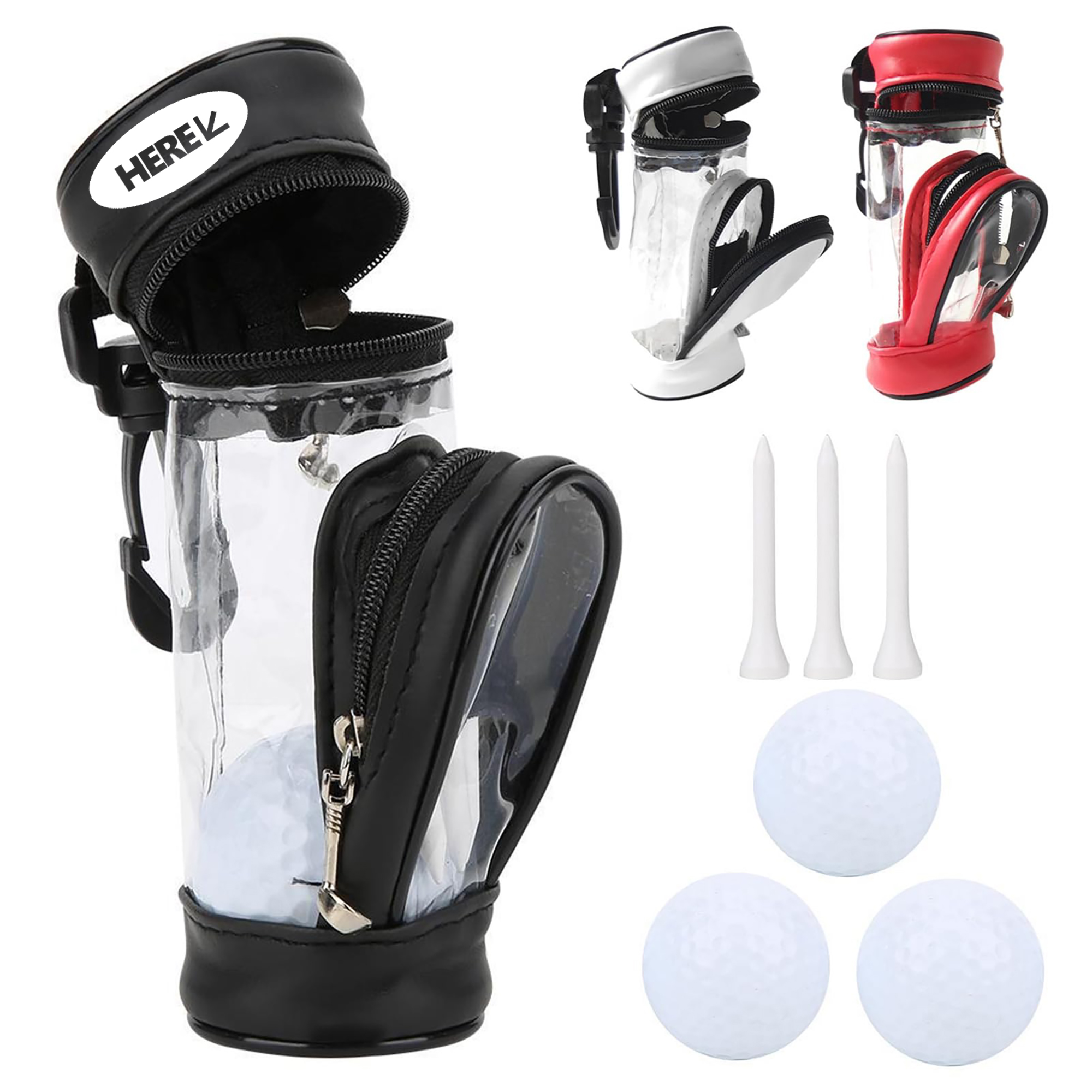 Portable PU Golf Ball and Tee Holder with Clip 2