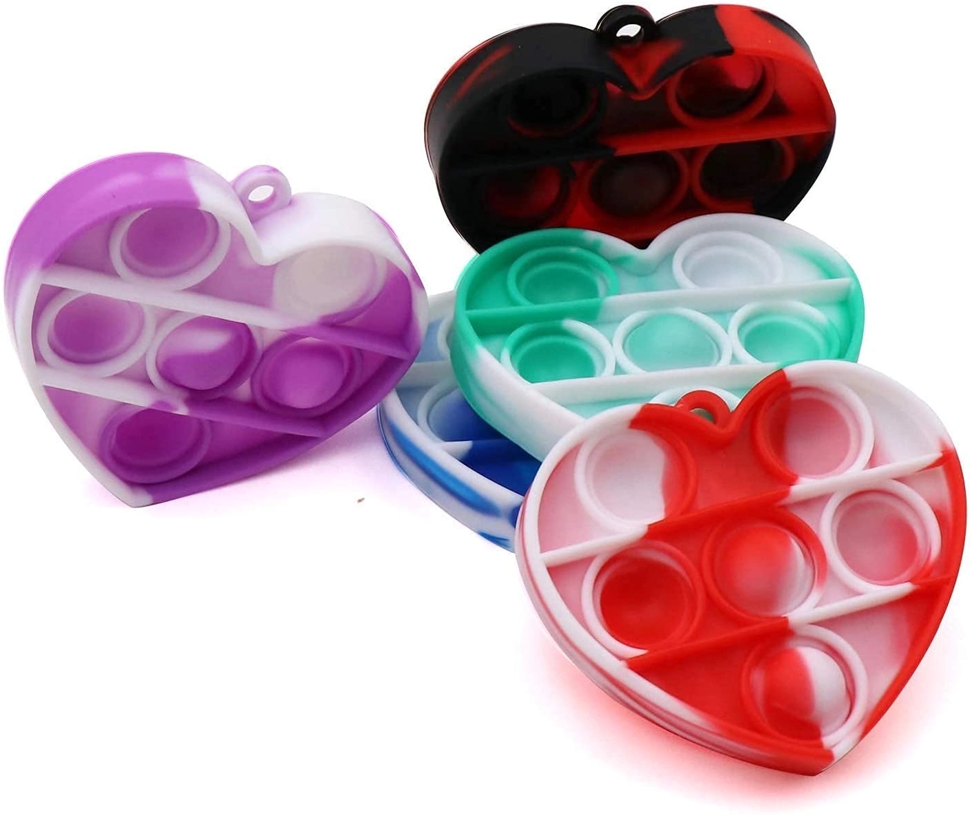 Fidget Popper Heart Shaped Toy w/Keychain 2