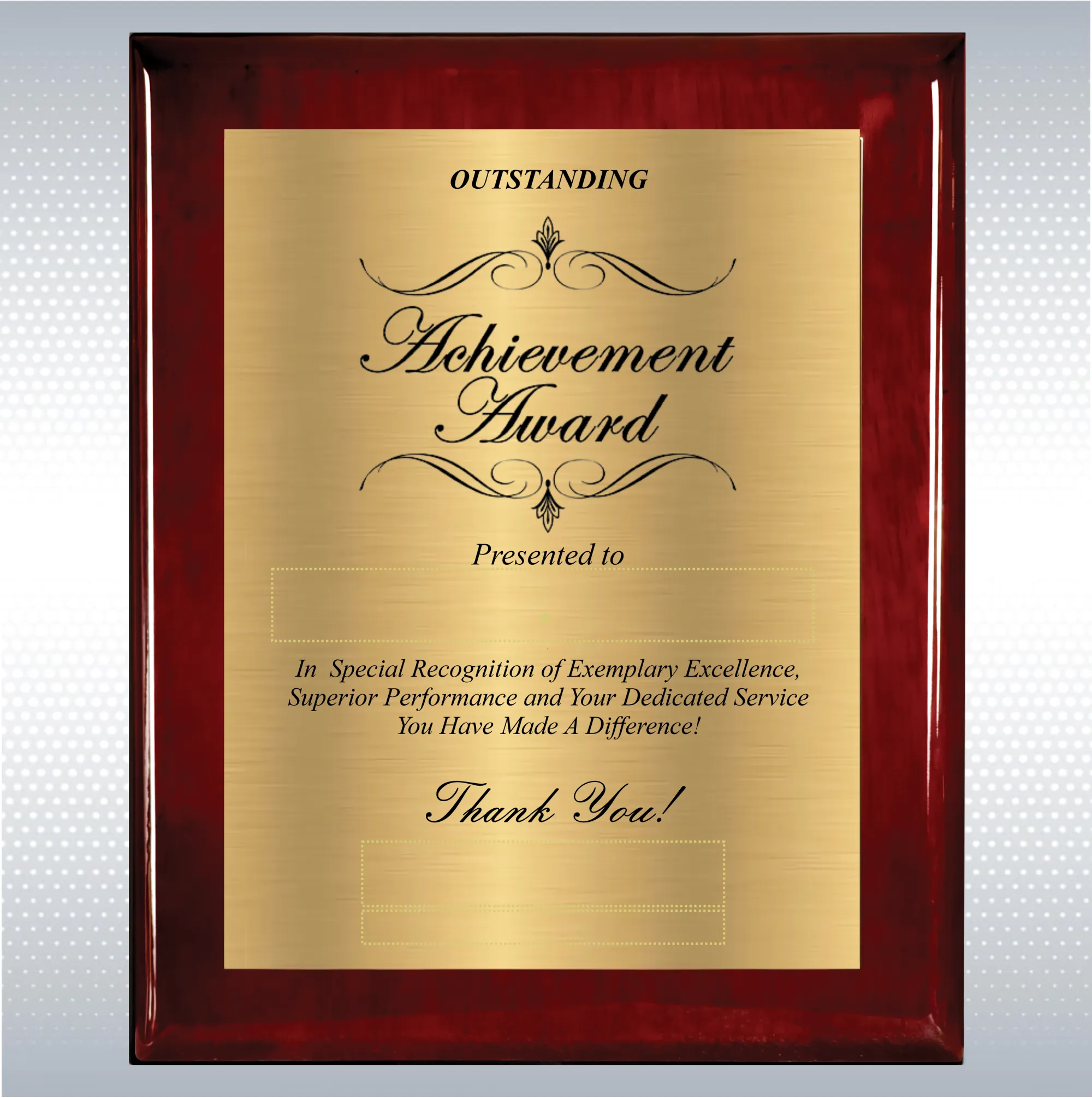 Rosewood Piano Wood Excellence Employee Recognition Plaque 8