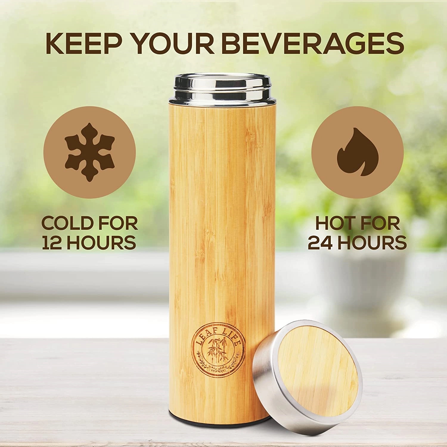 Bamboo Thermos With Tea Infuser & Strainer 4