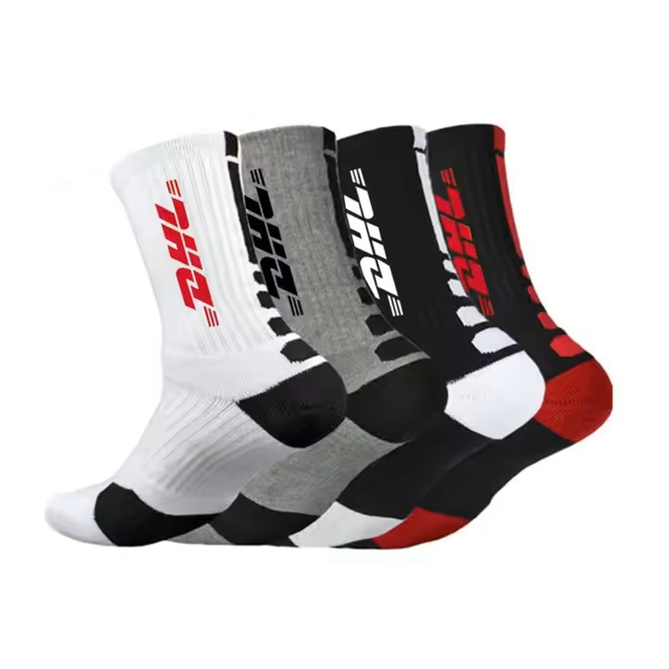 Custom Logo Knit Jacquard Cotton Athletic Crew Socks 5