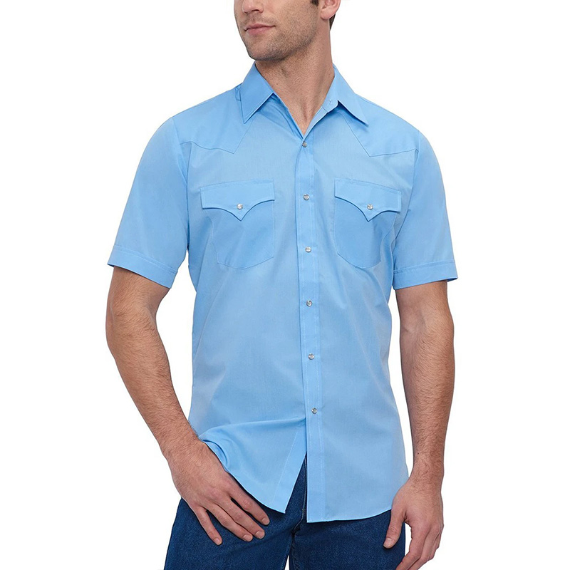 ELY Short Sleeve Solid Western Shirt 15